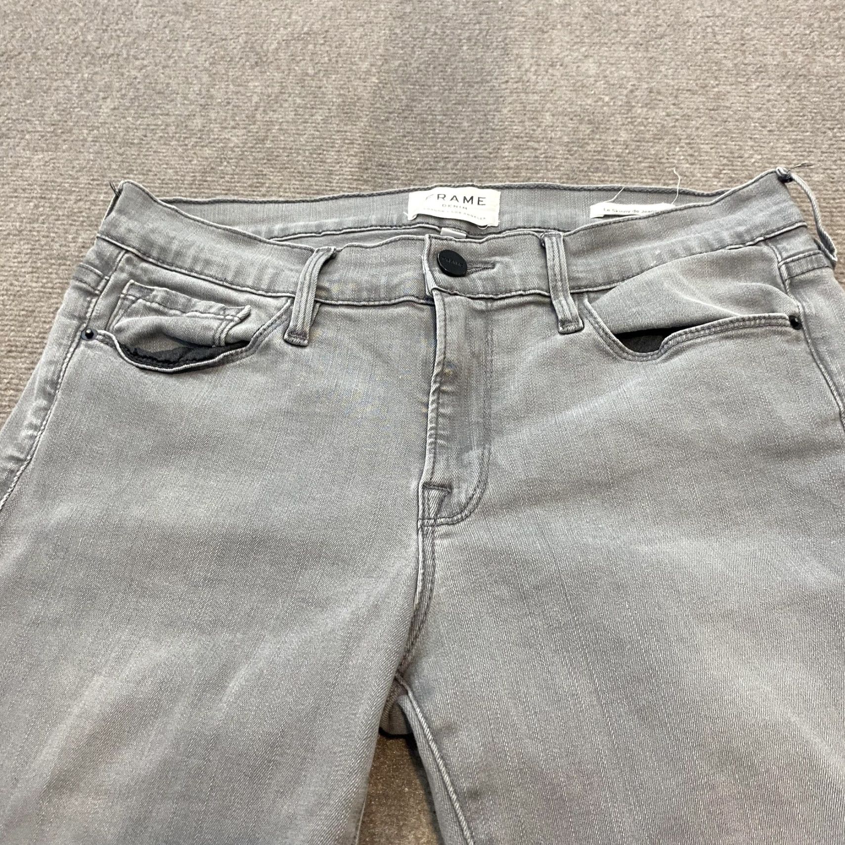 Frame FRAME Le Skinny De Jeanne Jeans Gray 30 Womens Denim Slim Stretch 5-Pocket Zip Fly Frayed Hem Inseam 29" Size 30" / US 8 / IT 44 - 3 Thumbnail