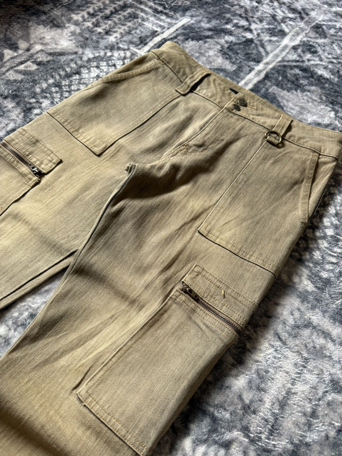 Japanese Brand Daily Topics Smokey Mud Gray Wash Flared Cargo Denim Pants Size US 28 / EU 44 - 8 Thumbnail