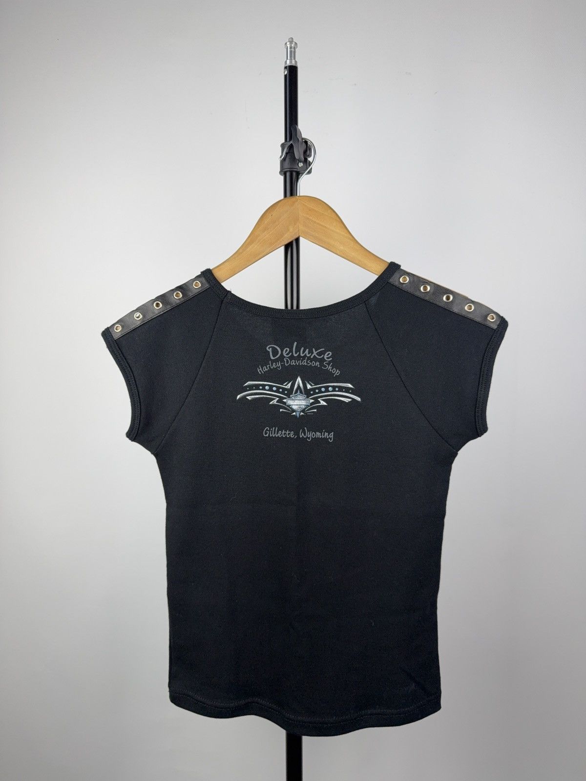 Harley Davidson × Vintage Harley-Davidson Biker Chick Top – Grommet Shoulder – S Size S / US 4 / IT 40 - 6 Thumbnail