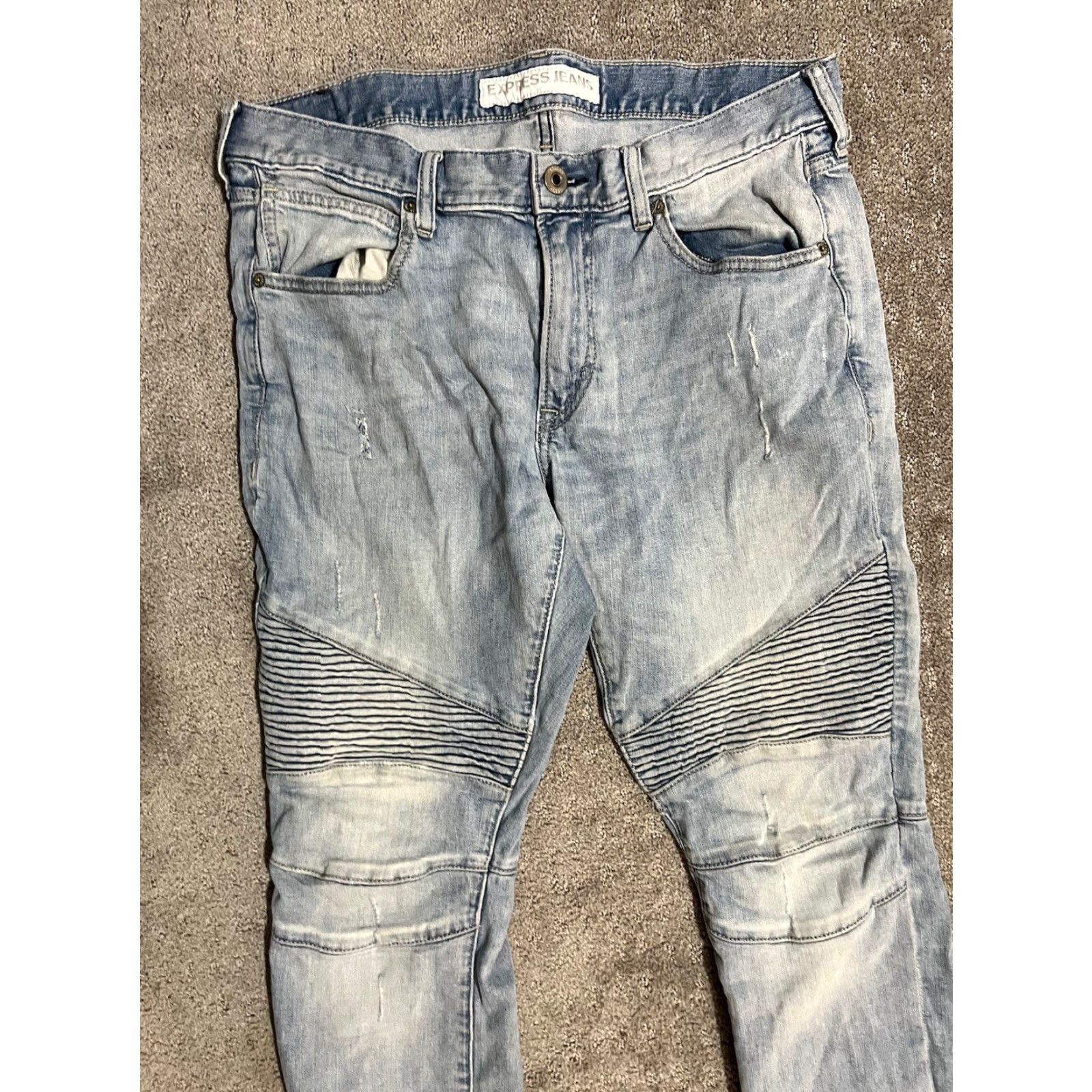 Express Express Jeans Men 34 Regular Blue Cotton Blend Alec Straight Denim Size US 34 / EU 50 - 2 Thumbnail