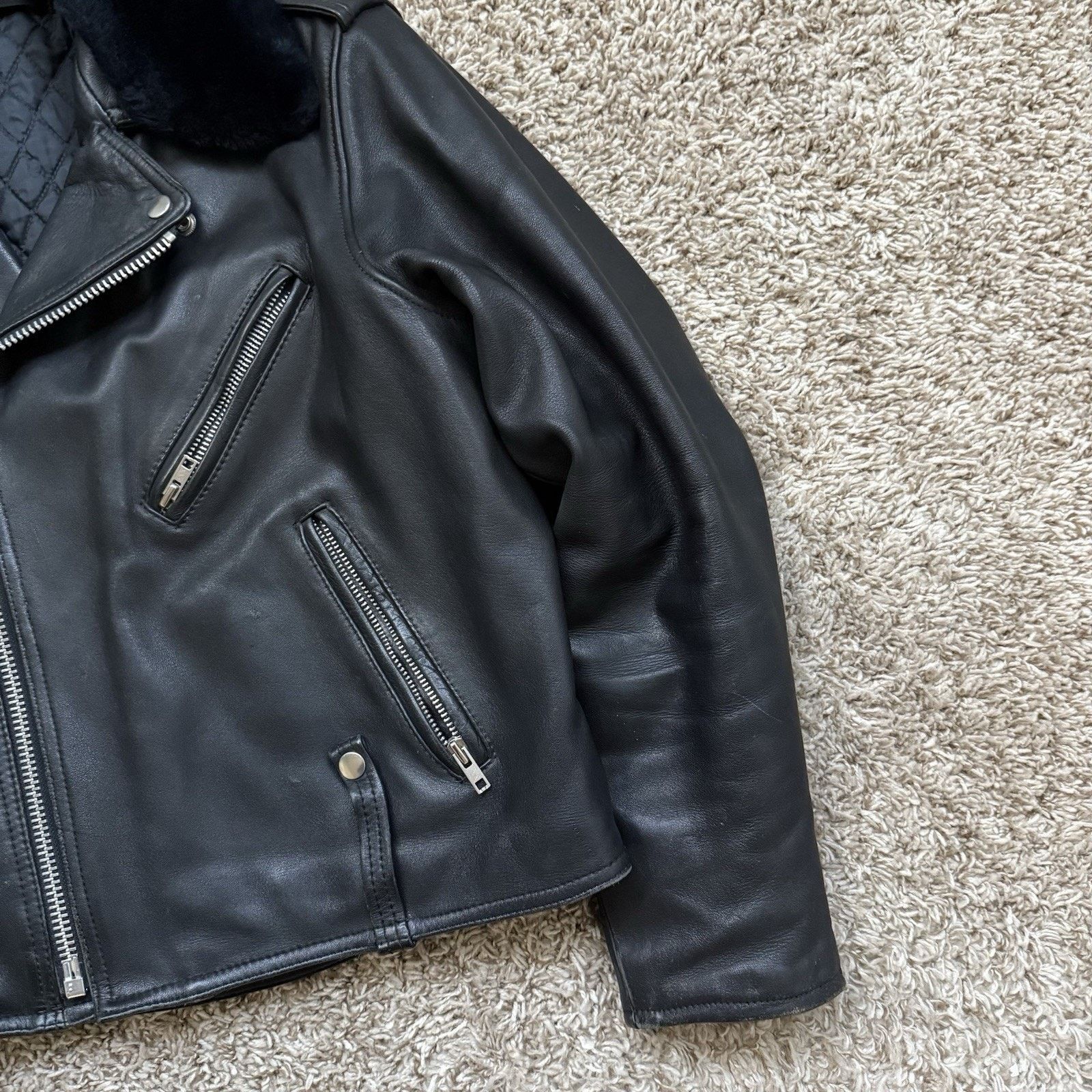 Harley Davidson Vintage Harley Davidson Black Leather Motorcycle Jacket Fur Size US M / EU 48-50 / 2 - 8 Thumbnail