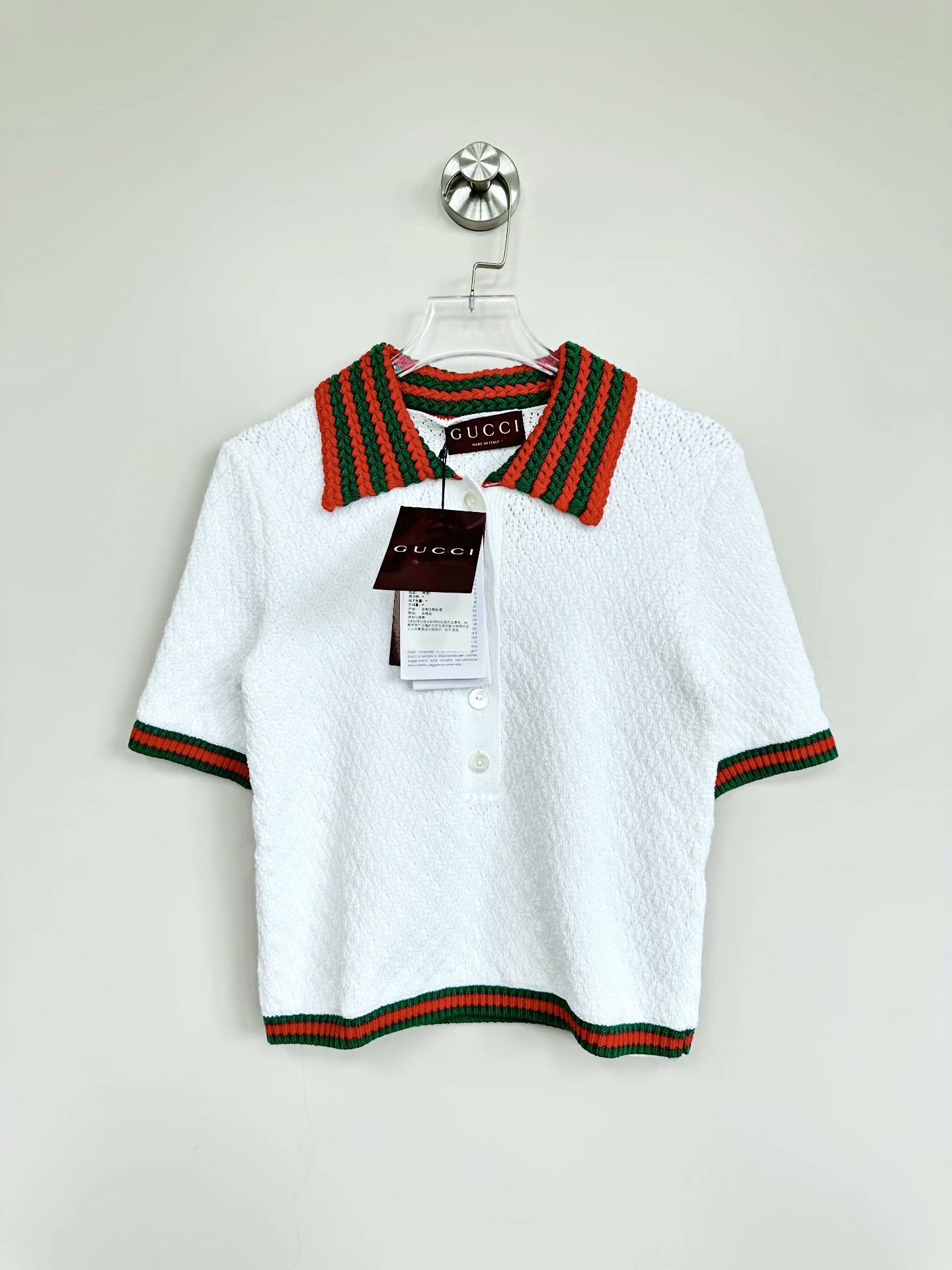 Gucci Gucci White Cropped Logo Polo Shirt Size L / US 10 / IT 46 - 1 Thumbnail