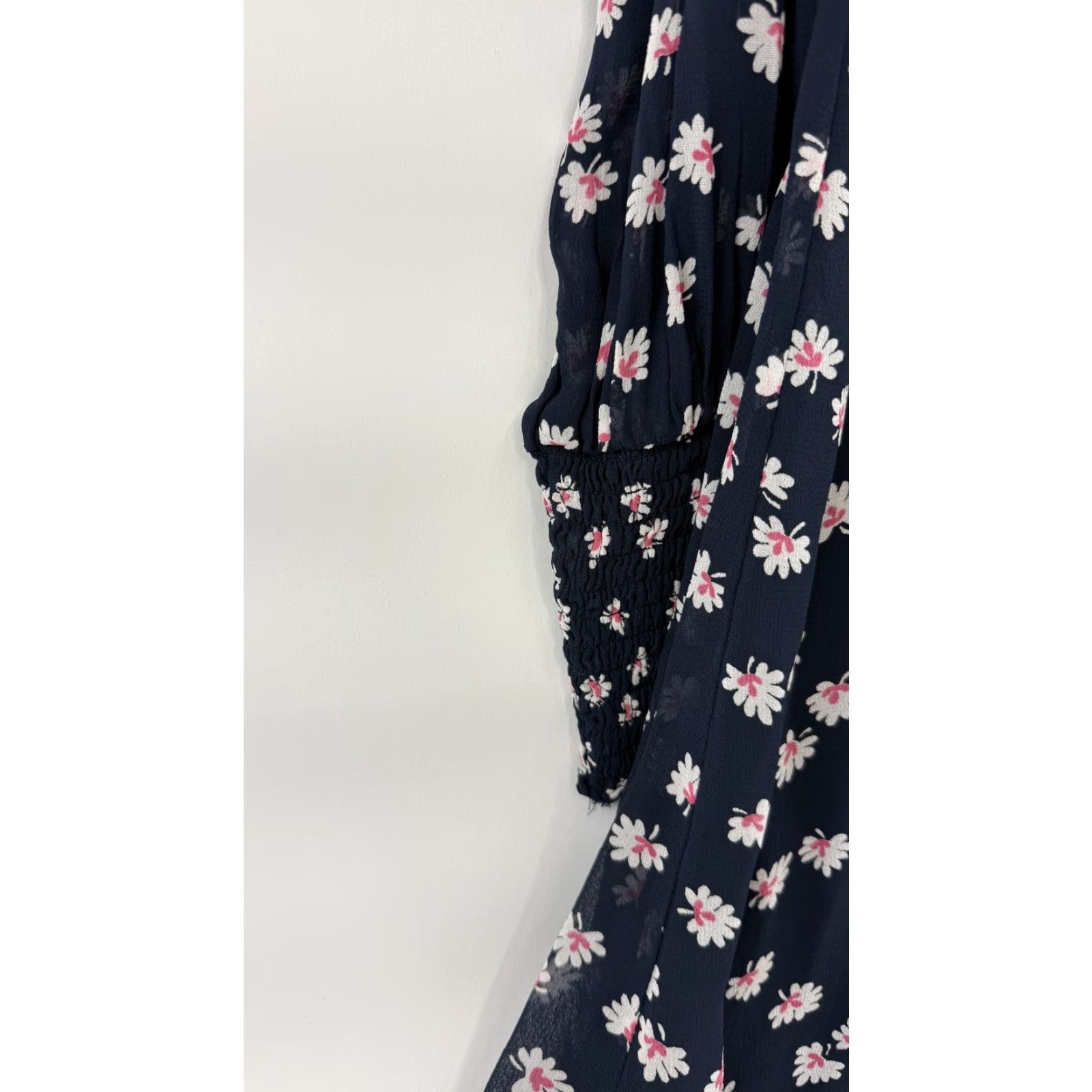 Ganni Ganni Dress Womens 34 Navy Blue Ruffle Georgette Daisy Floral Long Sleeve Mini Size XXS / US 00 / IT 34 - 6 Thumbnail