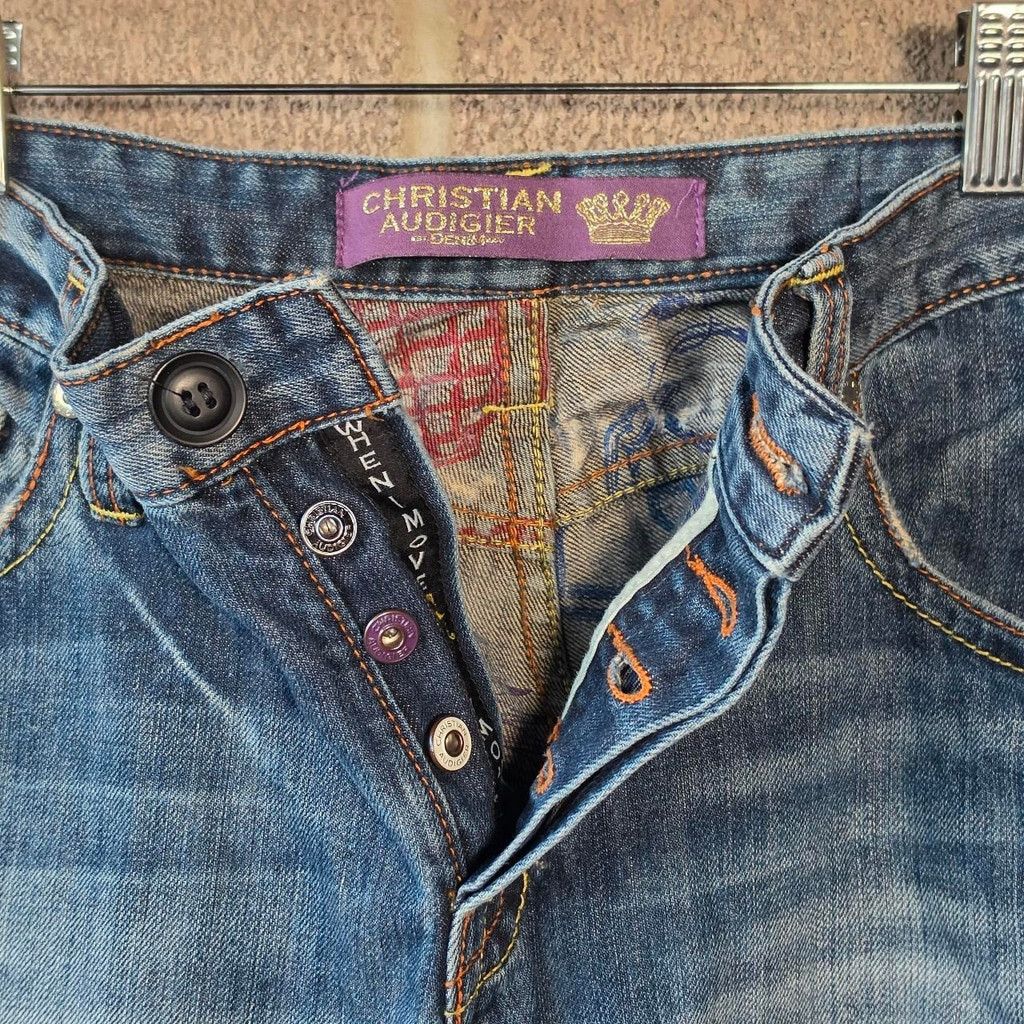 Christian Audigier Christian Audigier blue jeans with embroidered panther desig Size US 34 / EU 50 - 4 Thumbnail