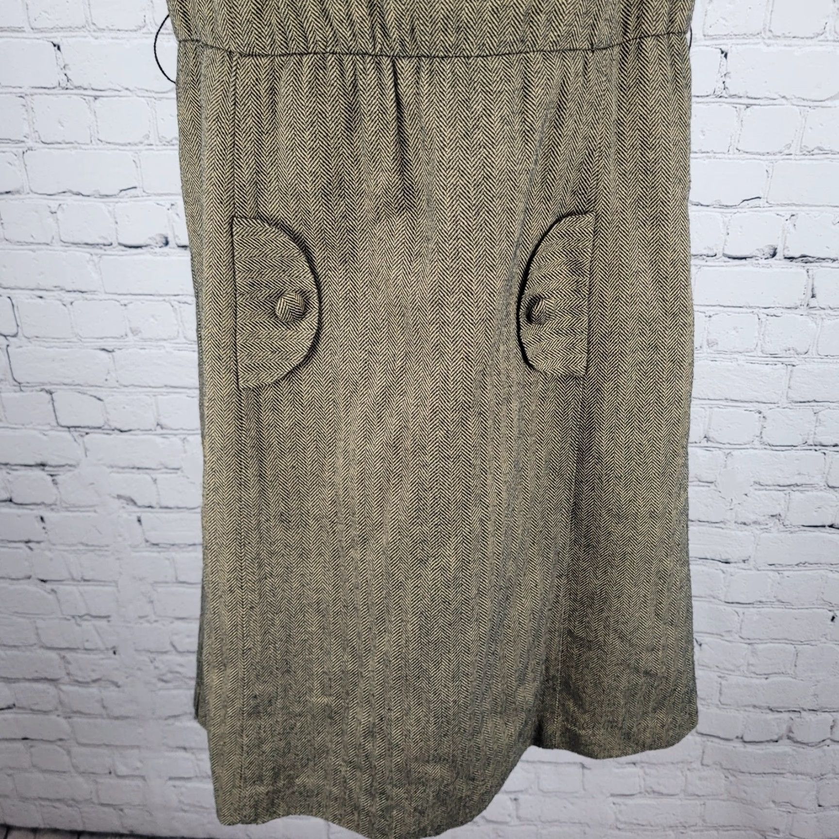Vintage VINTAGE Soda Blu Brown Wool Blend Herringbone Sleeveless Lined Dress Medium Classic Womens Size M / US 6-8 / IT 42-44 - 5 Thumbnail