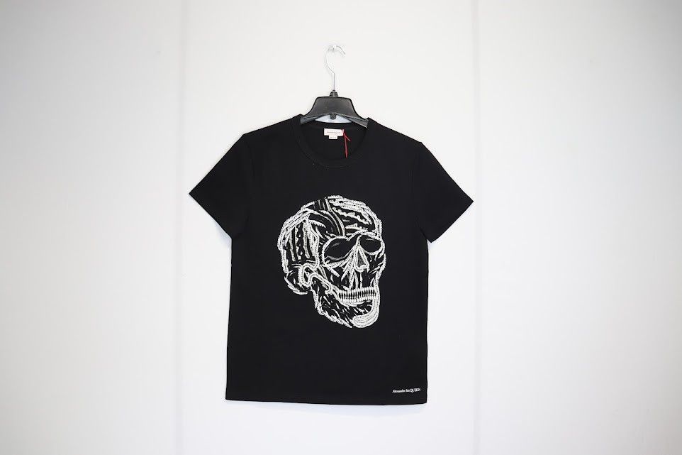 image of Alexander Mcqueen O1Rshd1 Skull Logo T-Shirt In Black, Men's (Size Medium)
