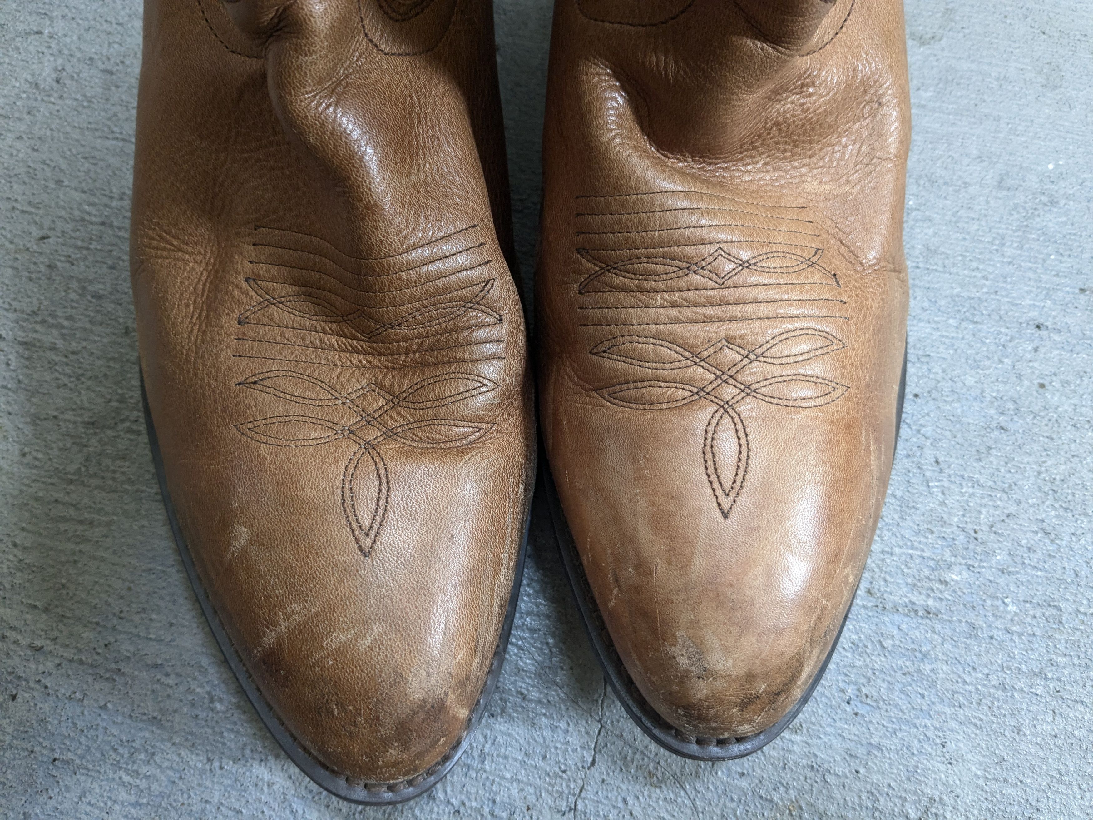 Genuine Leather Cowboy Boots 11 Wide Tan Brown Leather Western Size US 11 / EU 44 - 5 Thumbnail