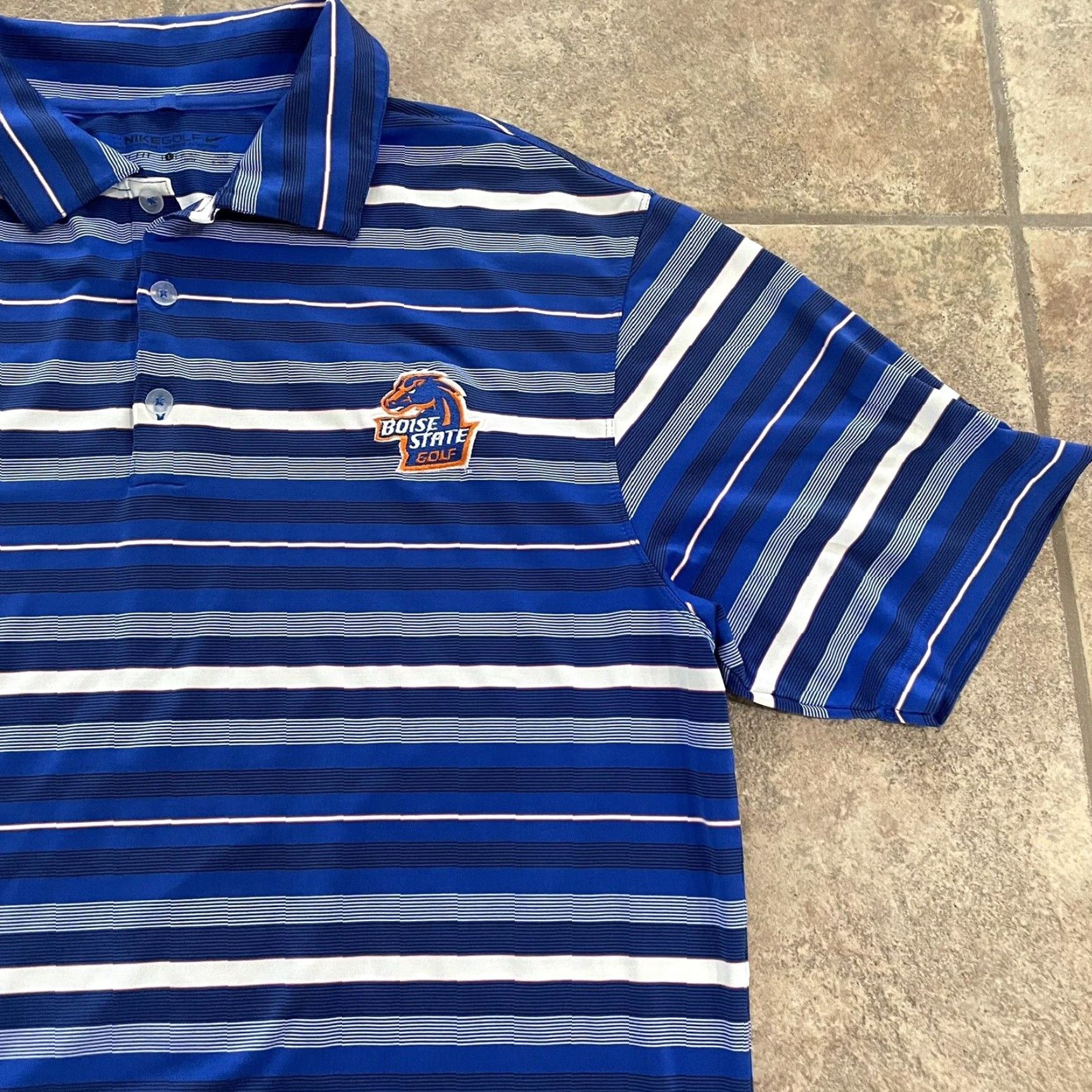 Nike Nike Golf Polo Shirt Men L Blue Boise State Striped Dri-Fit Golf Apparel Size US L / EU 52-54 / 3 - 2 Thumbnail