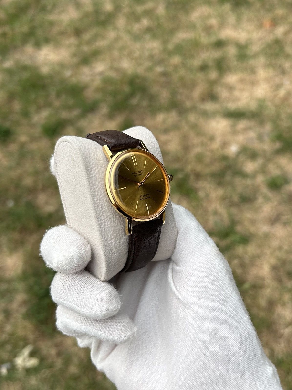 Vintage Vintage Watch Poljot De Luxe Gold USSR Mechanical 1980s Size ONE SIZE - 16 Thumbnail