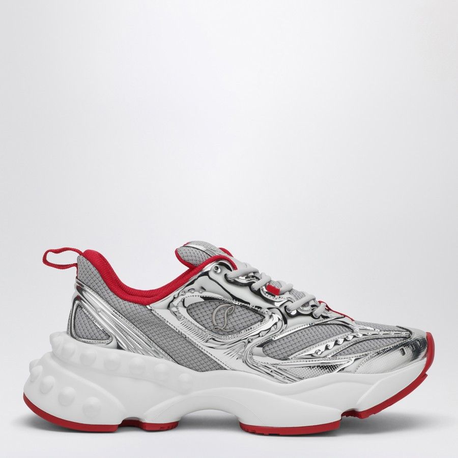Christian Louboutin o1d2blof0226 Running Sneakers in Silver/Red Size US 11 / EU 44 - 1 Thumbnail