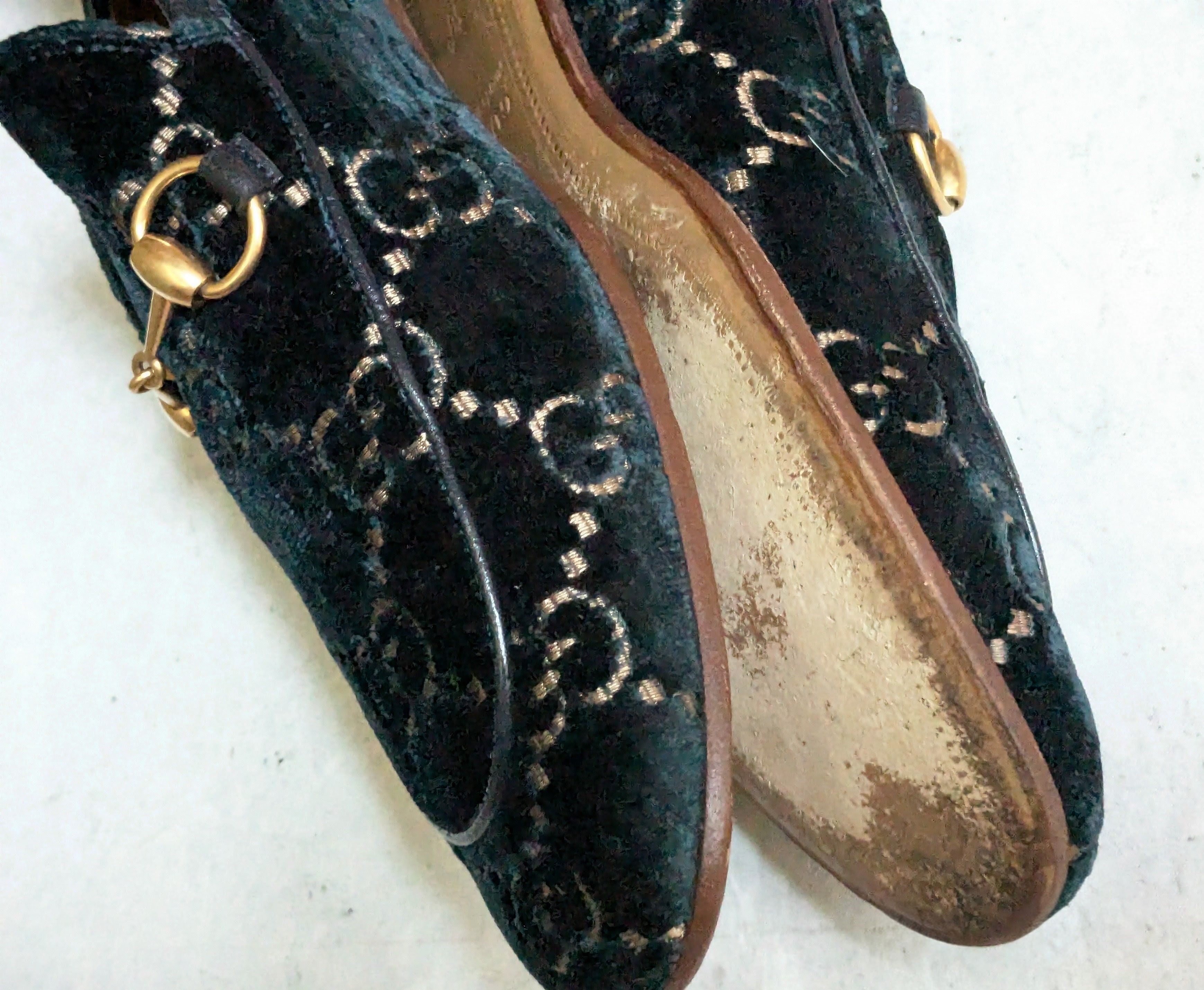 Gucci Gucci Horsebit Loafers Blue Velvet Monogram Logo 10.5 Size US 10.5 / EU 43-44 - 8 Thumbnail