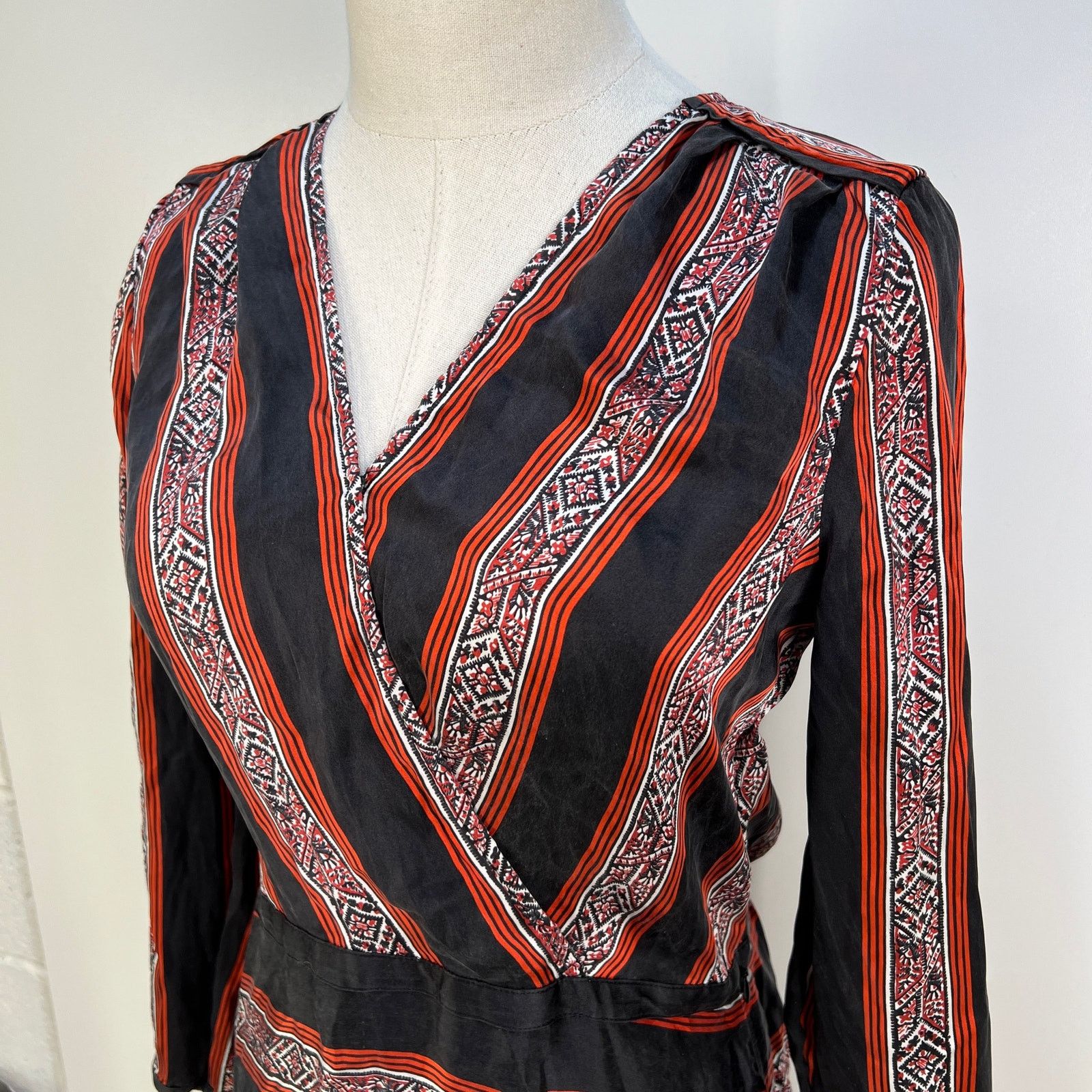 Veronica Beard Veronica Beard Ivy Flounce Silk Mini Dress Printed Striped Size M / US 6-8 / IT 42-44 - 4 Thumbnail