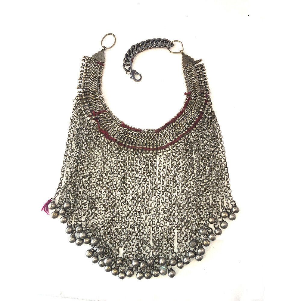 Designer Afghan Jingle Bell Tribal Glass Bib Necklace Size ONE SIZE - 5 Thumbnail