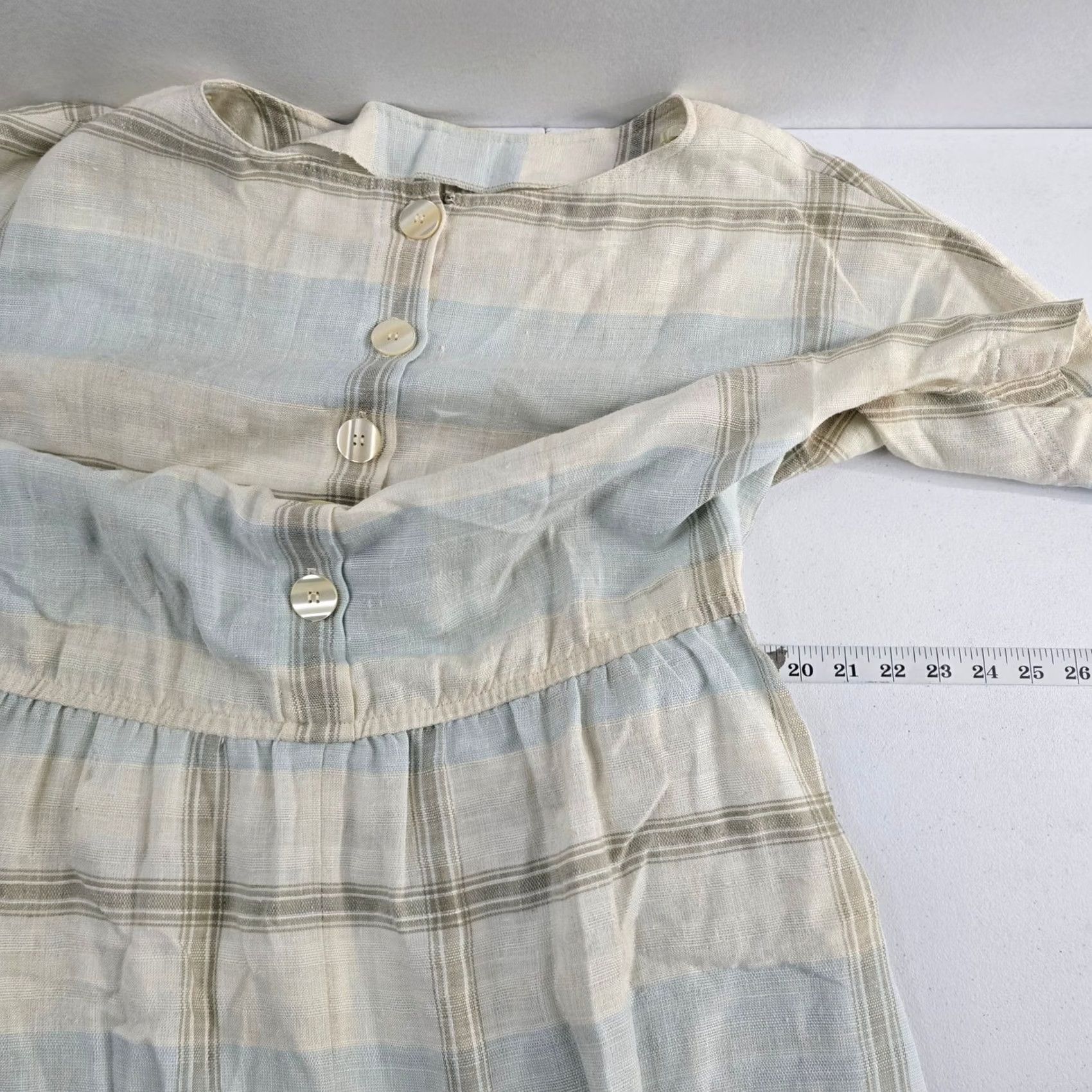 Evan Picone VINTAGE Evan Picone Women's Plaid Linen Blend Button Front Midi Dress Pockets Size 14 Size XL / US 12-14 / IT 48-50 - 3 Thumbnail