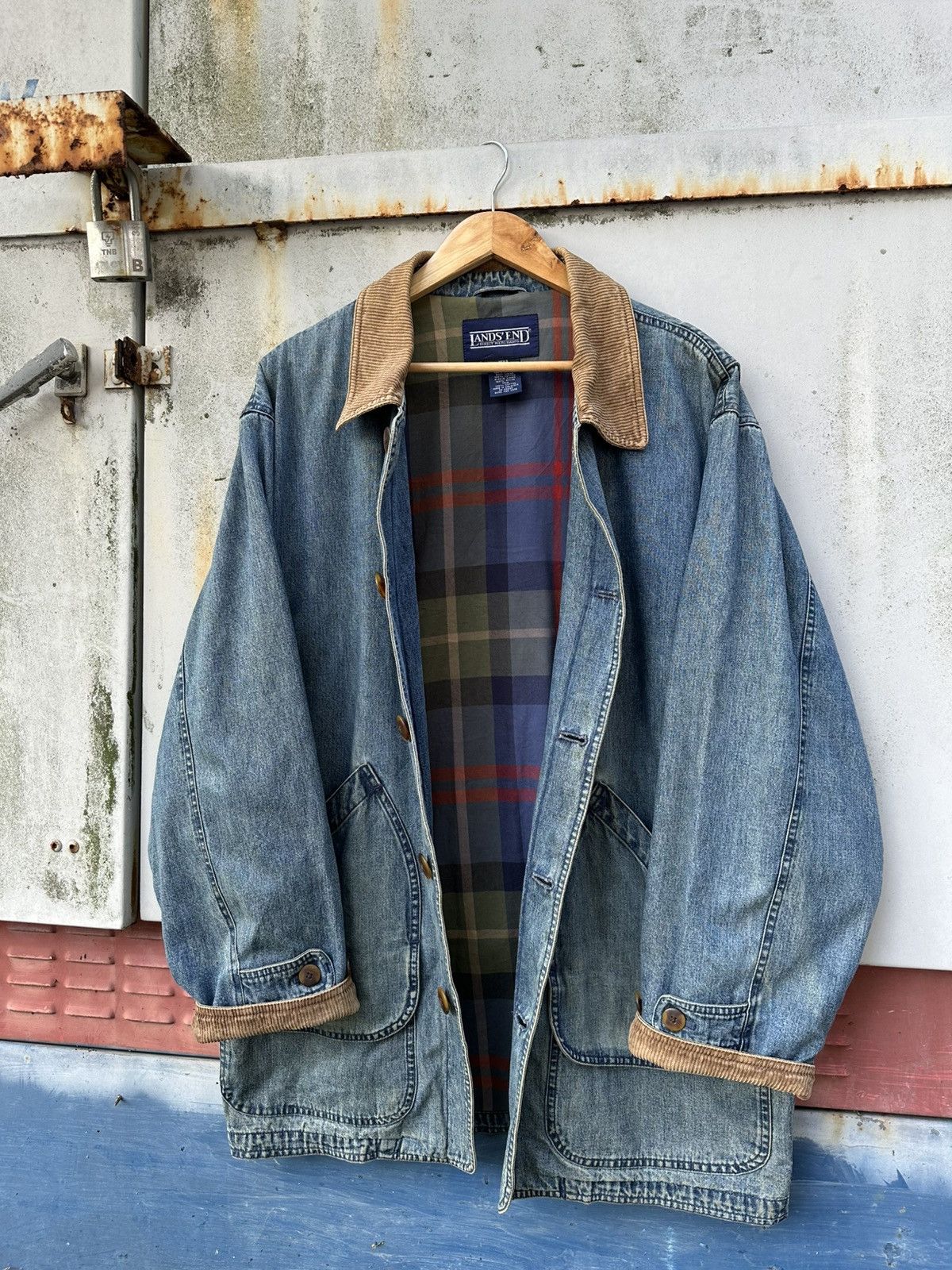 Vintage 👹Vintage Land’s End Chore Denim Jacket Size US XL / EU 56 / 4 - 2 Thumbnail