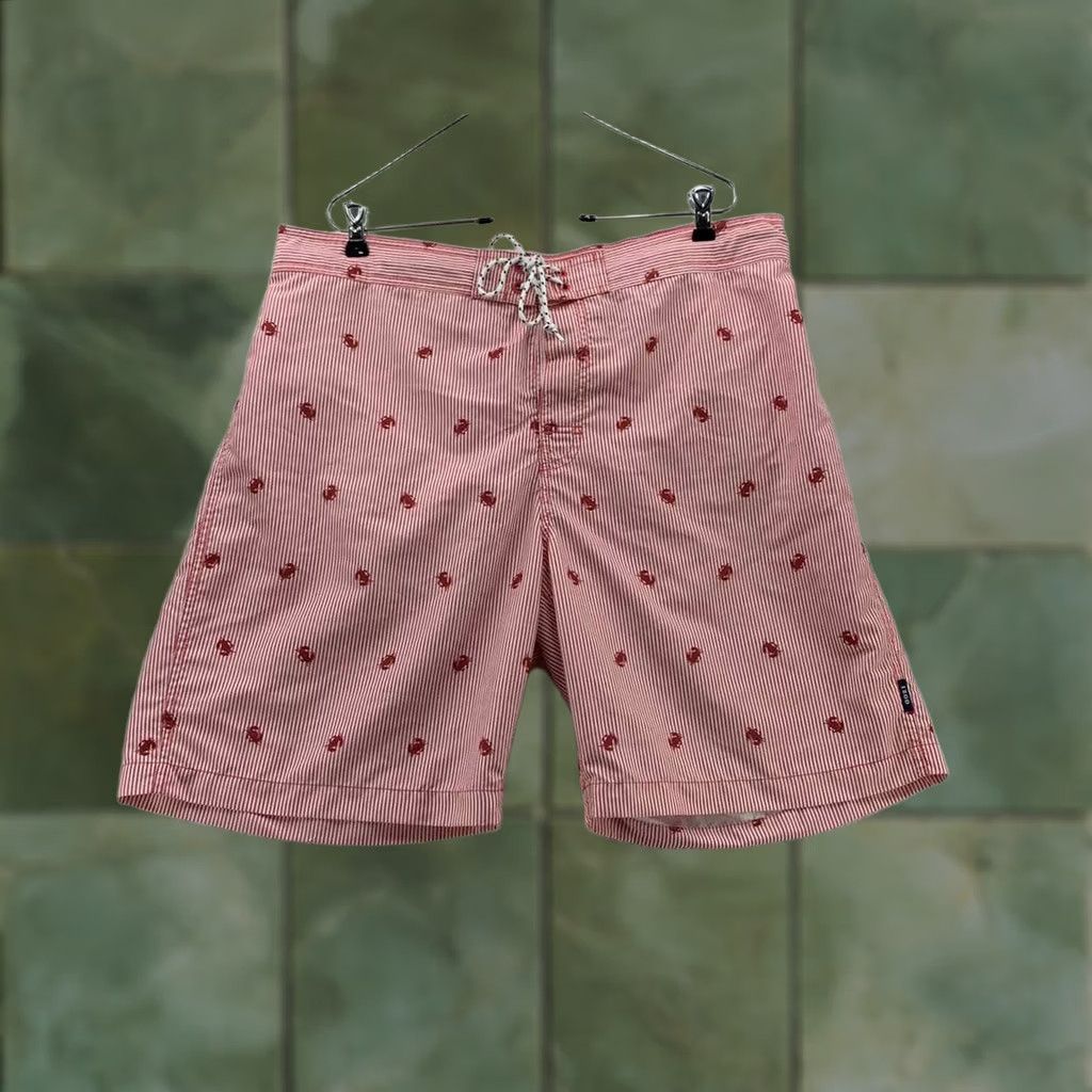 Izod Izod Mens Swim Trunk XL Red Striped Crabs Bathing Suit Preppy Saltwater Size 46R - 1 Thumbnail