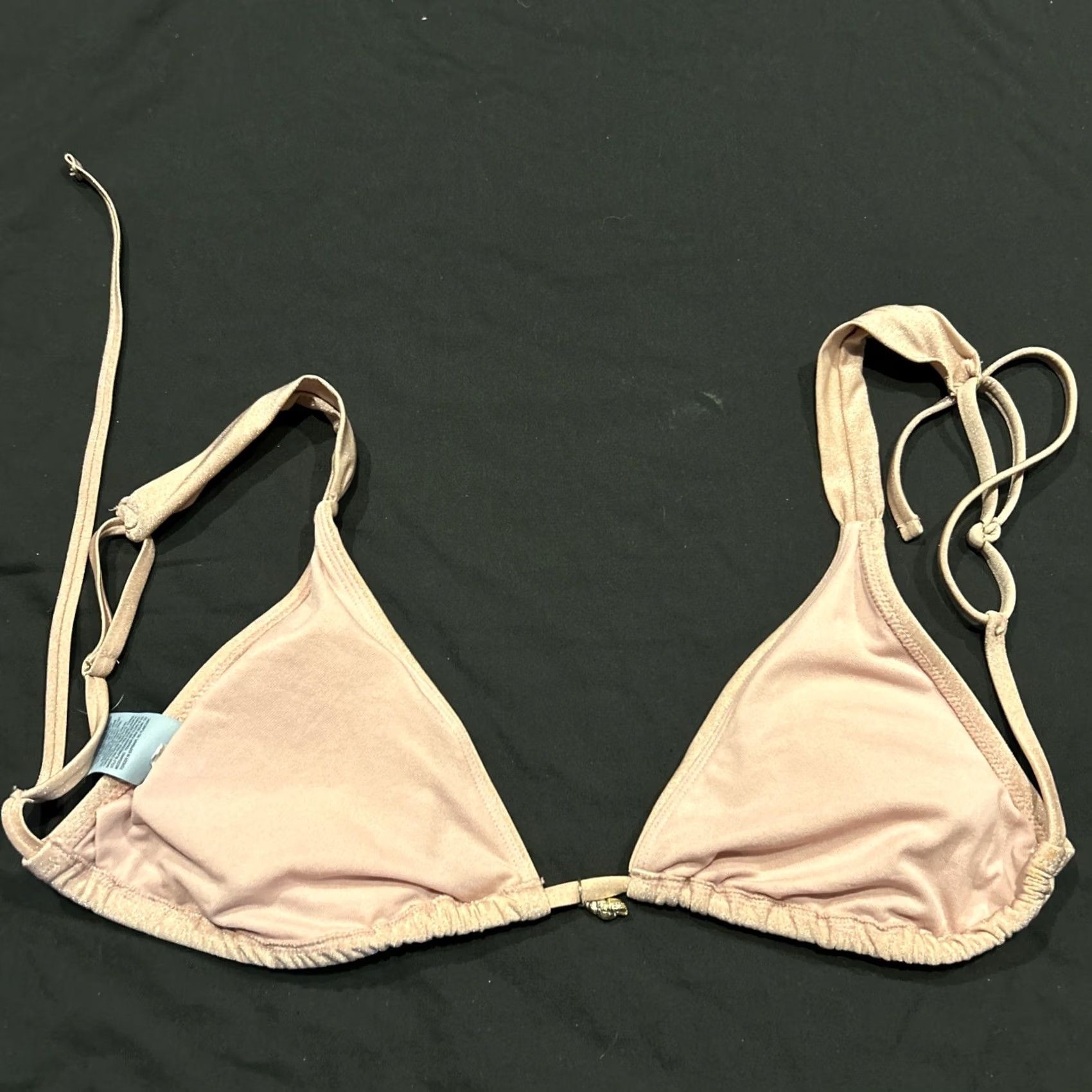 Vintage Shade & Shore Pink Bikini Top - Women’s L Spaghetti Strap Adjustable Solid Nylon Beach Patio Swimwear Top Size L / US 10 / IT 46 - 3 Thumbnail