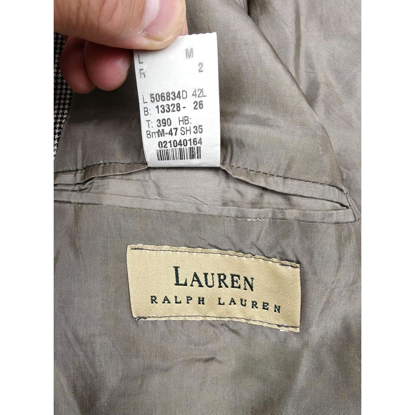 Ralph Lauren VINTAGE Lauren Ralph Lauren Blazer Mens 42L Beige Check Wool Sport Coat Jacket Size 42R - 5 Thumbnail