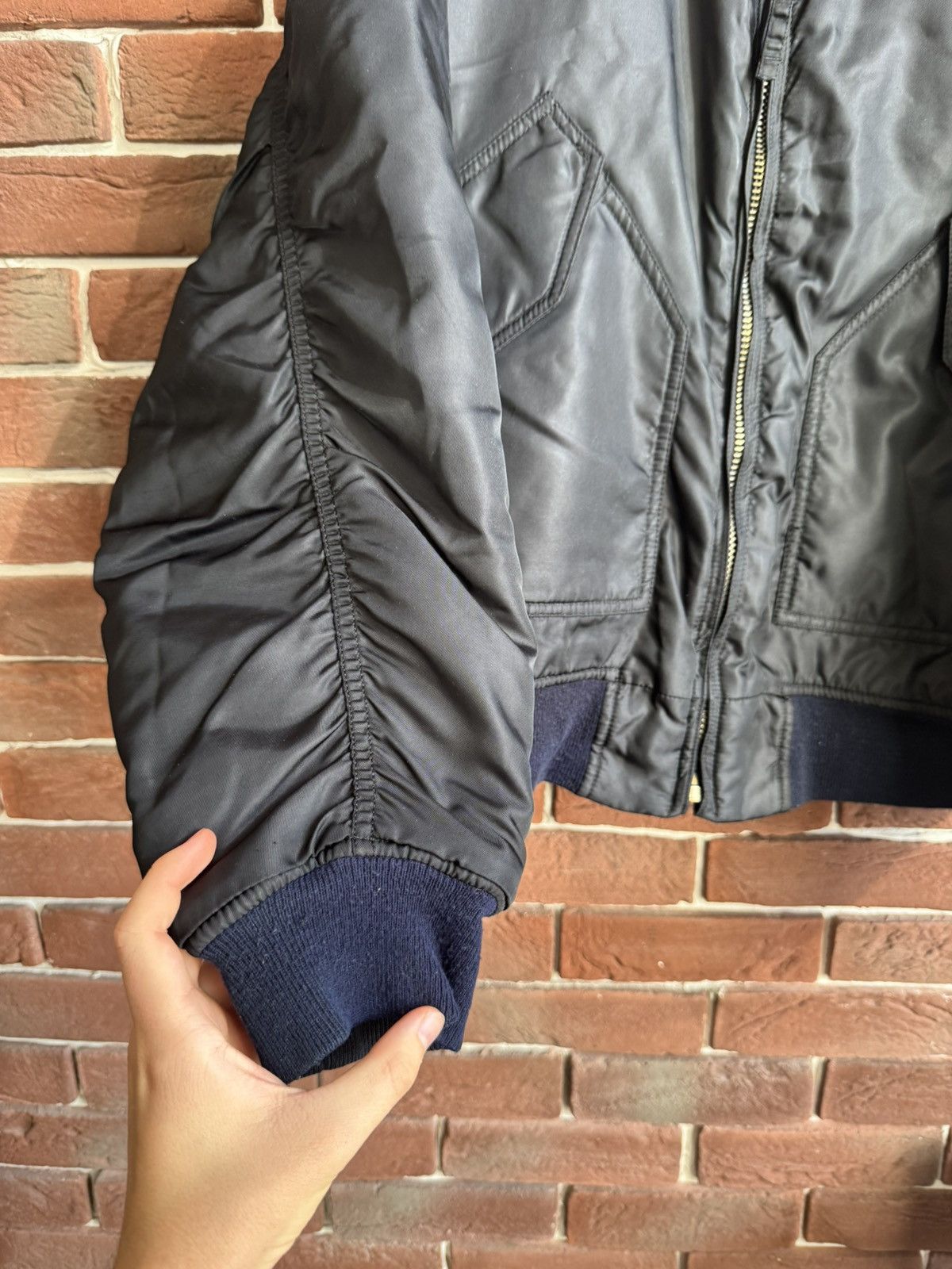 Vintage 00s Ma1 Flyer black Vintage Bomber Jacket Oversize Size US XL / EU 56 / 4 - 3 Thumbnail