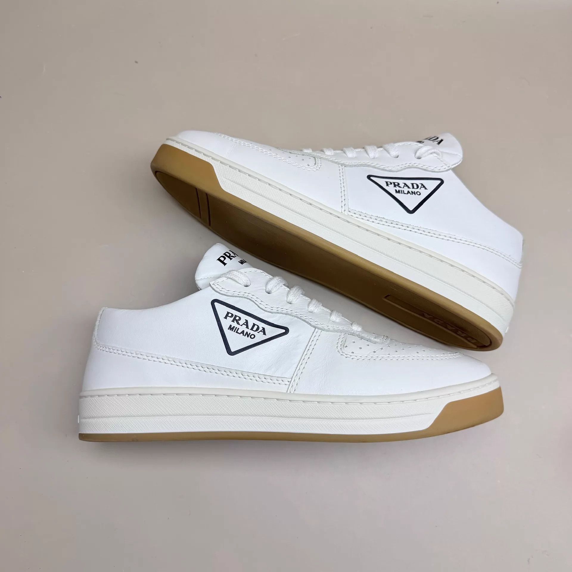 Prada Prada Black & White Triangle Logo Sneakers 37 99 New Size US 6.5 / IT 36.5 - 4 Thumbnail