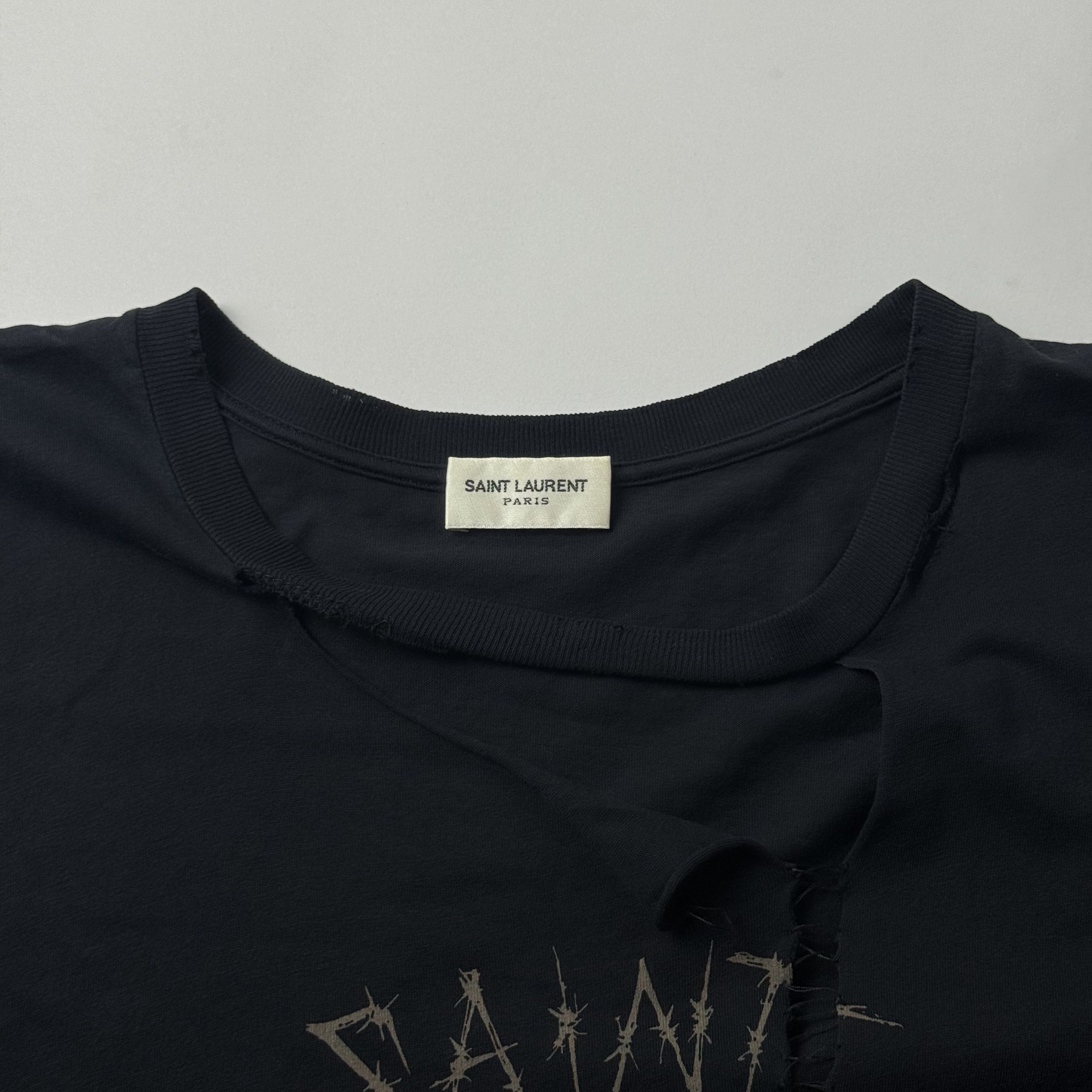 Saint Laurent Paris Destroy Rose Tee Size US XS / EU 42 / 0 - 4 Thumbnail