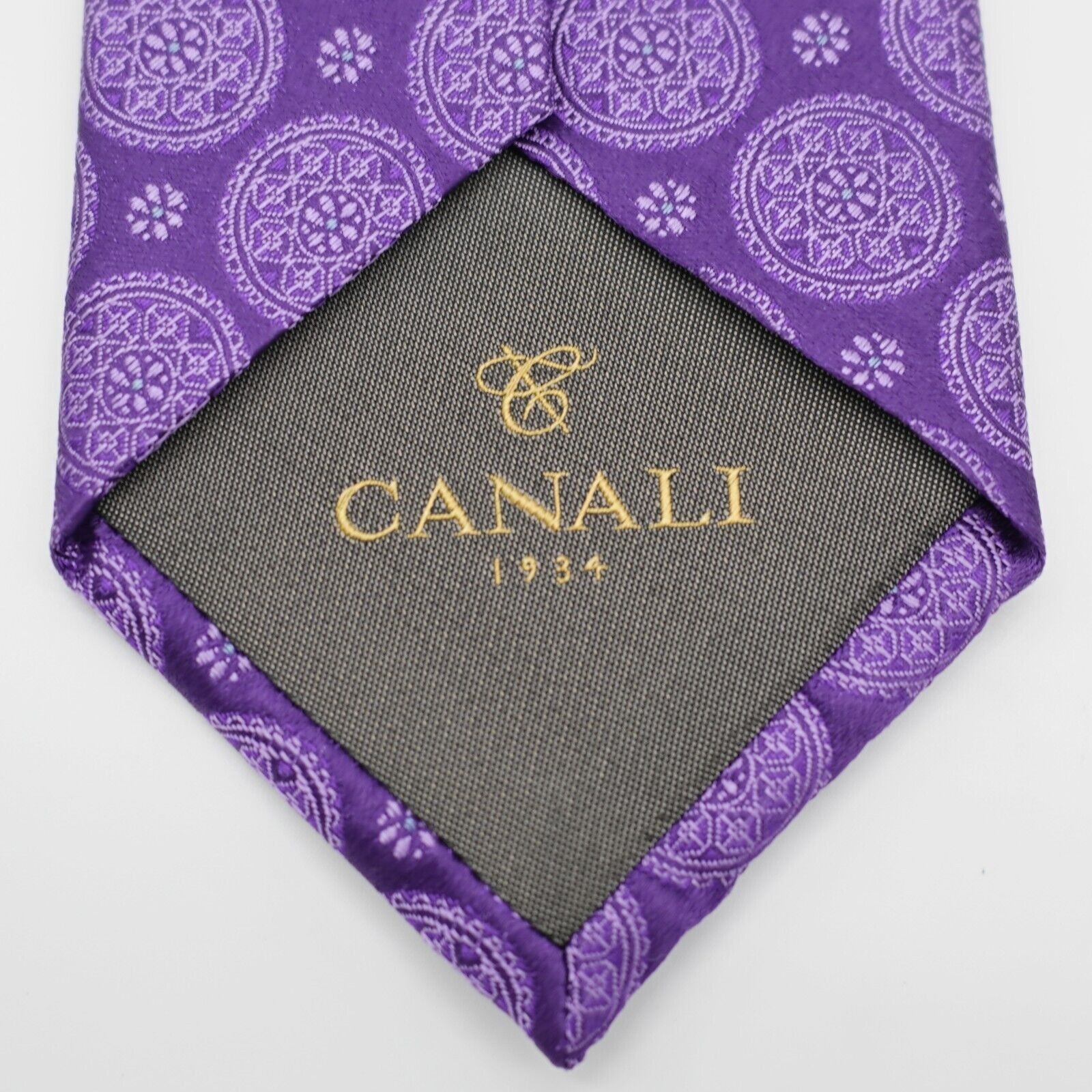 Canali Canali 1934 Purple Geometric Floral Woven Silk Tie Size ONE SIZE - 3 Thumbnail