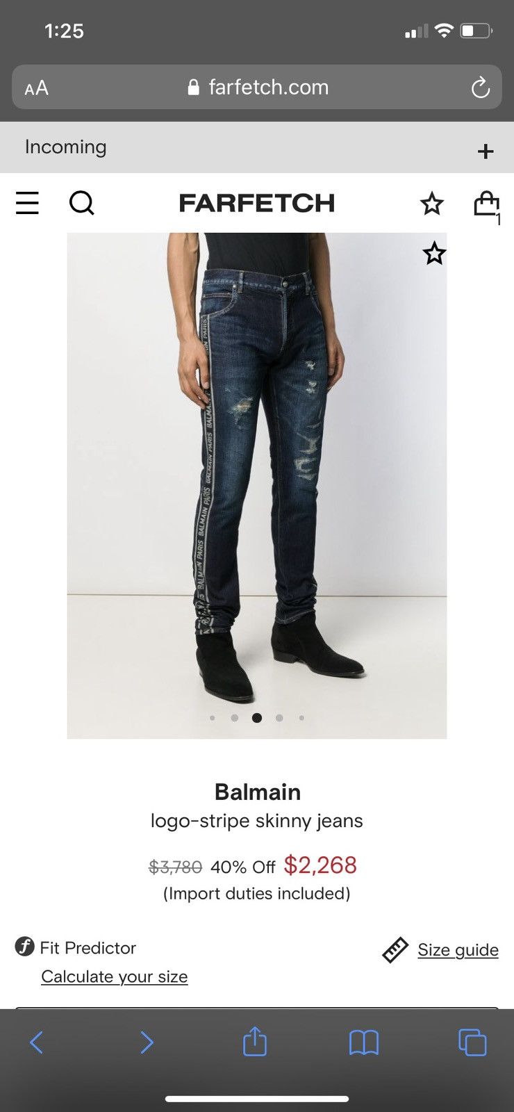 Balmain Balmain Logo-Stripe Skinny Jeans Size US 30 / EU 46 - 1 Thumbnail