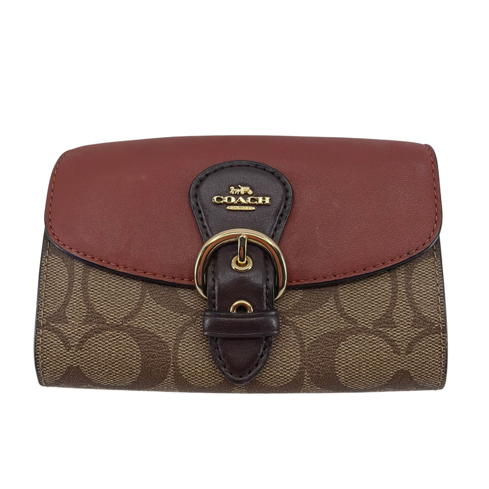 Coach Coach Buckle Small Wallet Brown Signature Canvas Size ONE SIZE - 1 Thumbnail