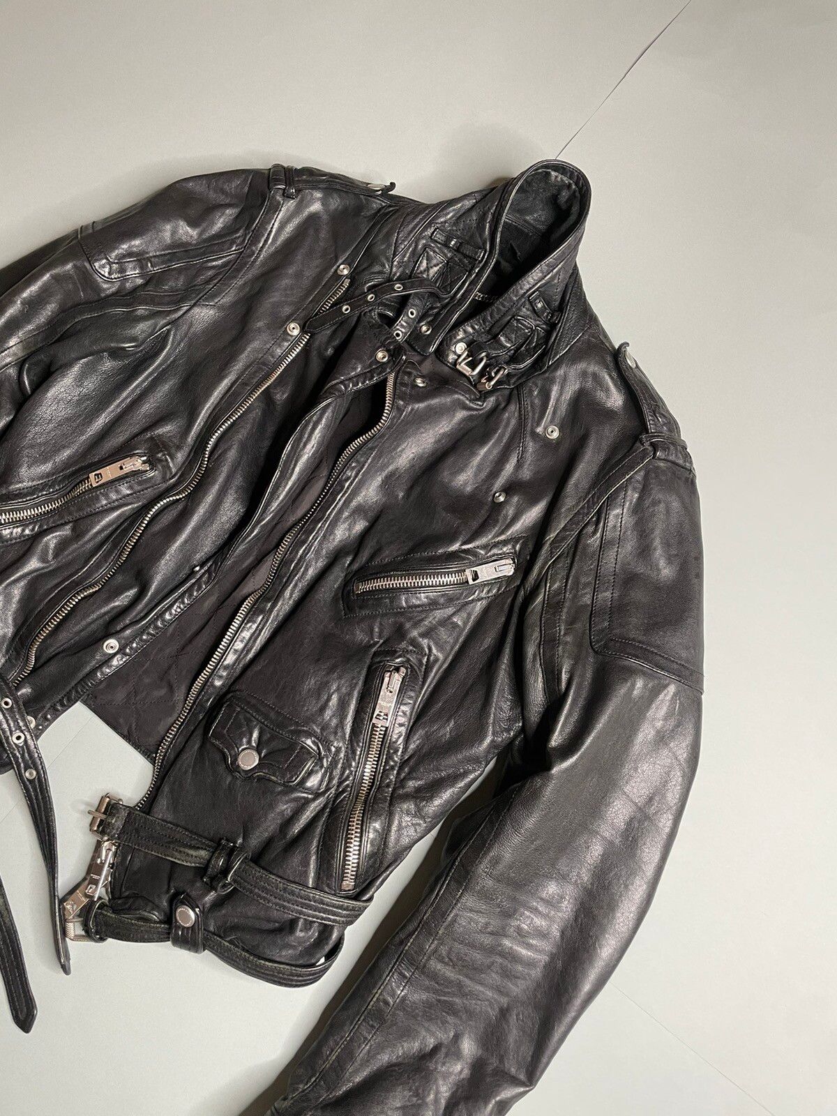 Pre-owned Burberry Prorsum Ss11 Og Prorsum Biker Leather Jacket In Black