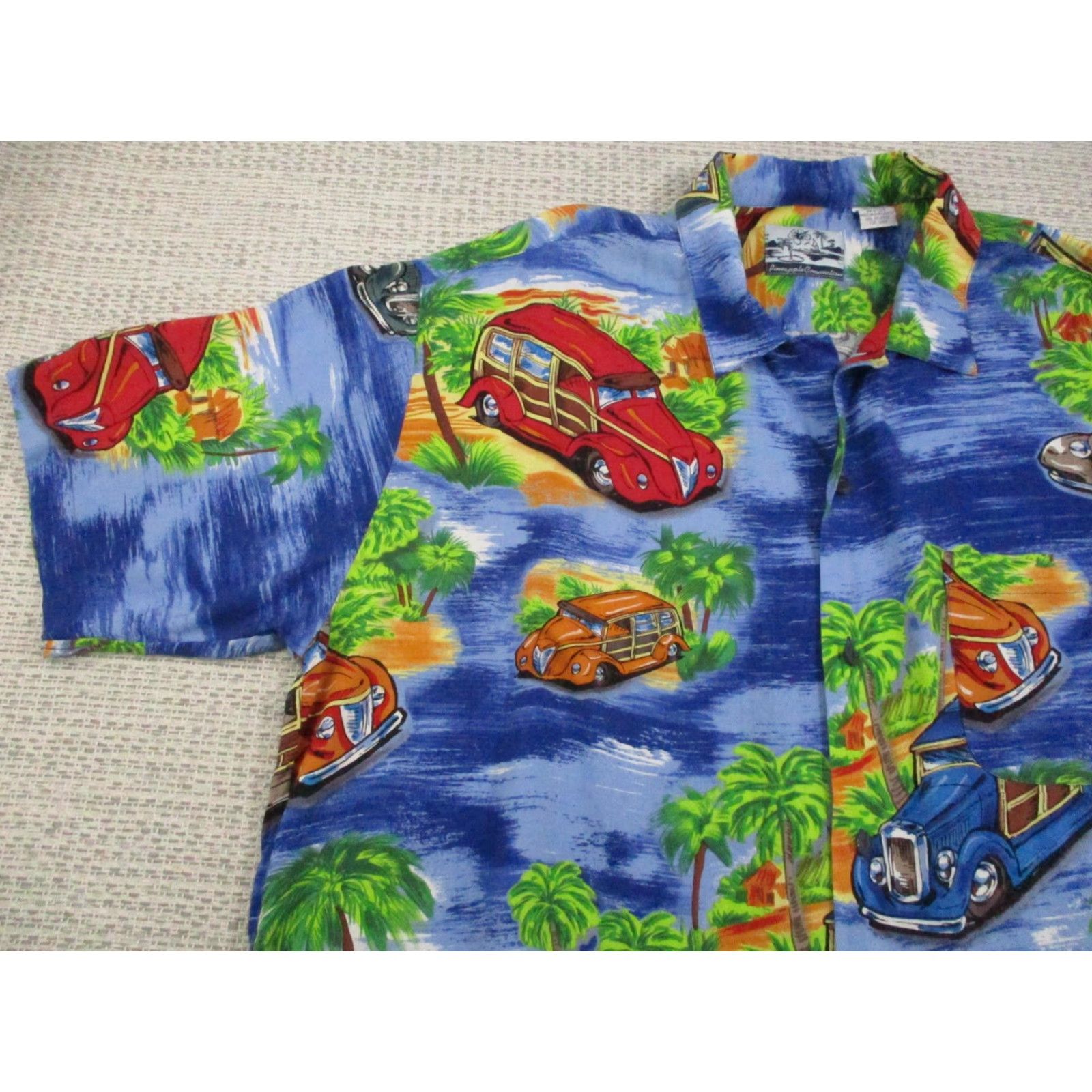 Vintage Pineapple Connection Shirt Mens Large Blue Hawaiian Rayon Car Aloha Print Button-Up Casual Short Sleeve Vintage Mens Size US L / EU 52-54 / 3 - 3 Thumbnail