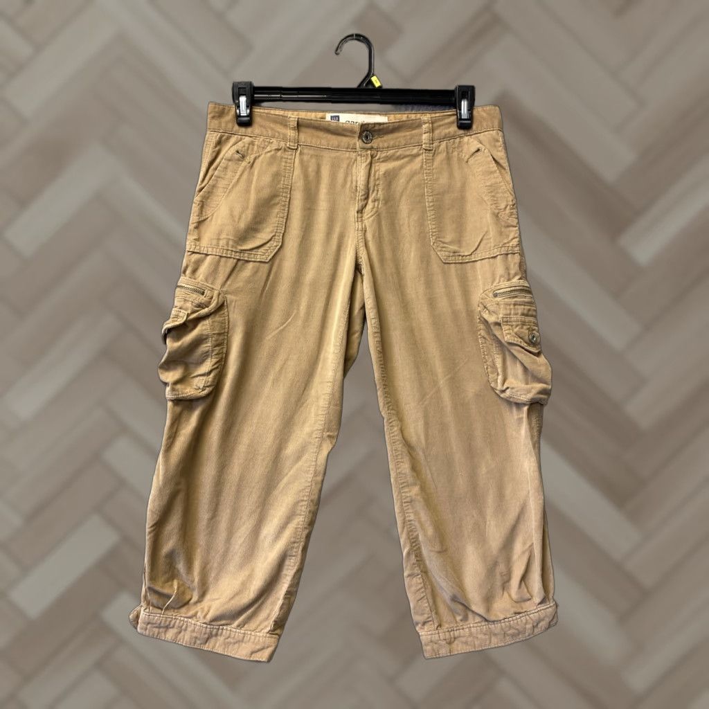 Gap GAP Tan Cargo Cropped Pants Women’s Size 6 Corduroy Regular Fit Size 28" / US 6 / IT 42 - 1 Thumbnail