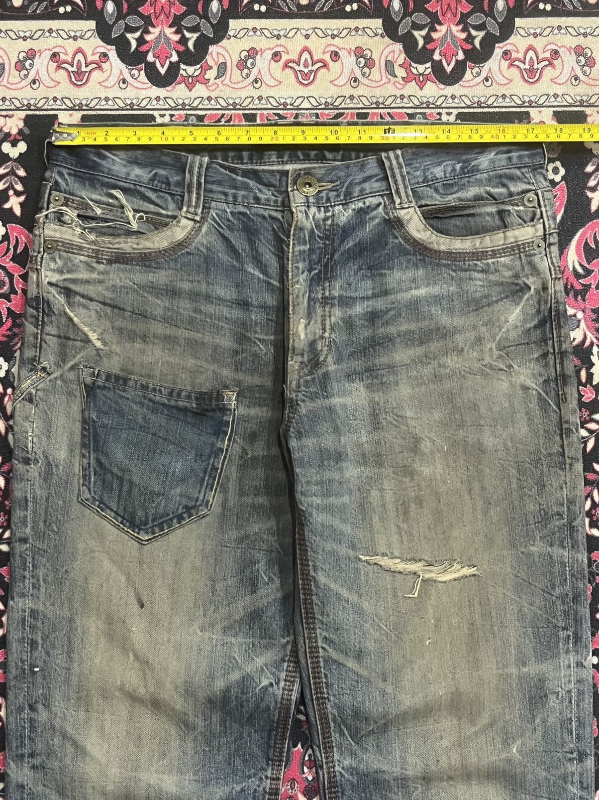 Le Grande Bleu (L.G.B.) Vintage Japan Daily Topics Double Waist Whisker Rusty Jeans Size US 34 / EU 50 - 11 Thumbnail