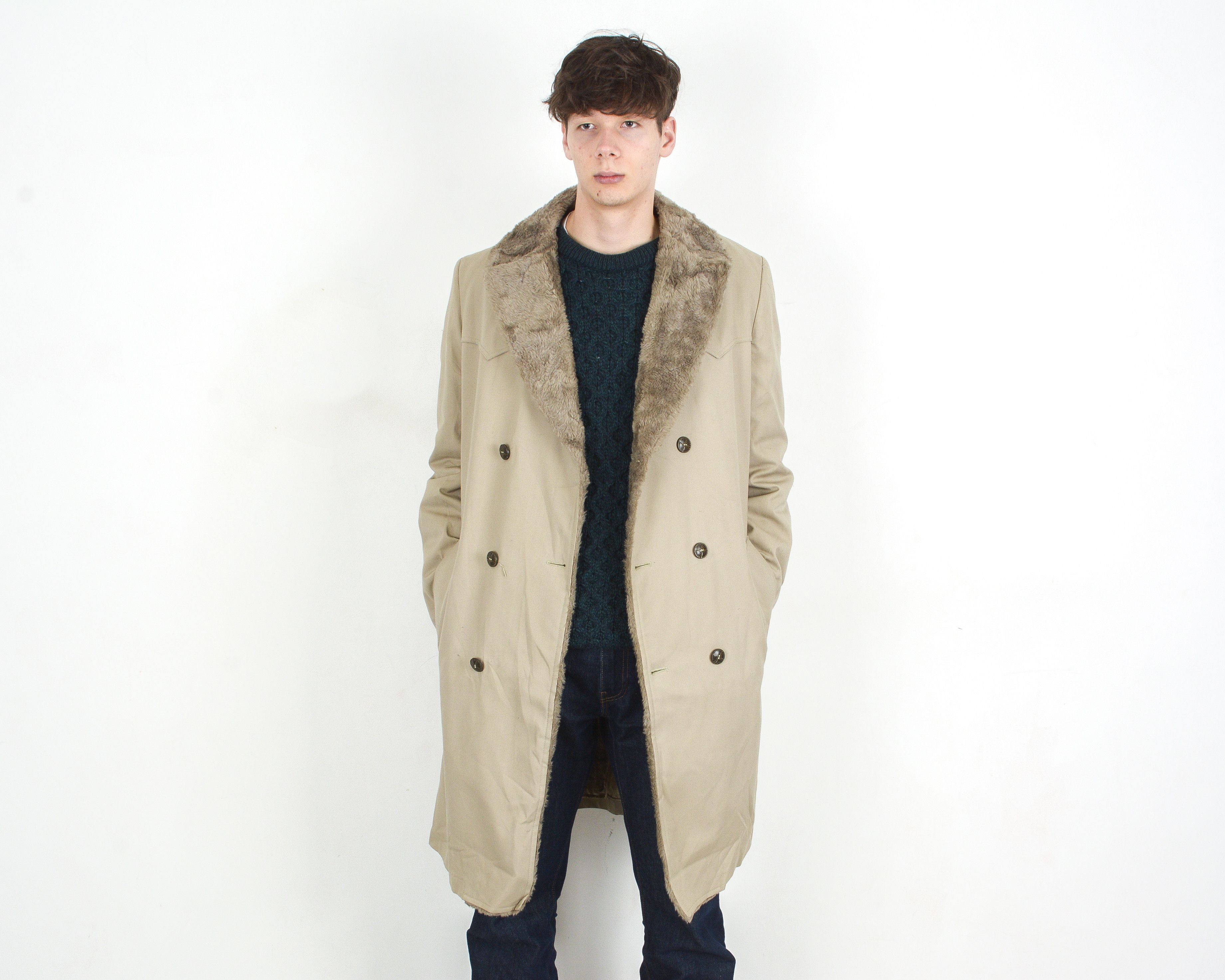 London Fog 70's Trench Over Coat Sherpa XL Winter Rain Jacket Mac L Size US XL / EU 56 / 4 - 1 Thumbnail