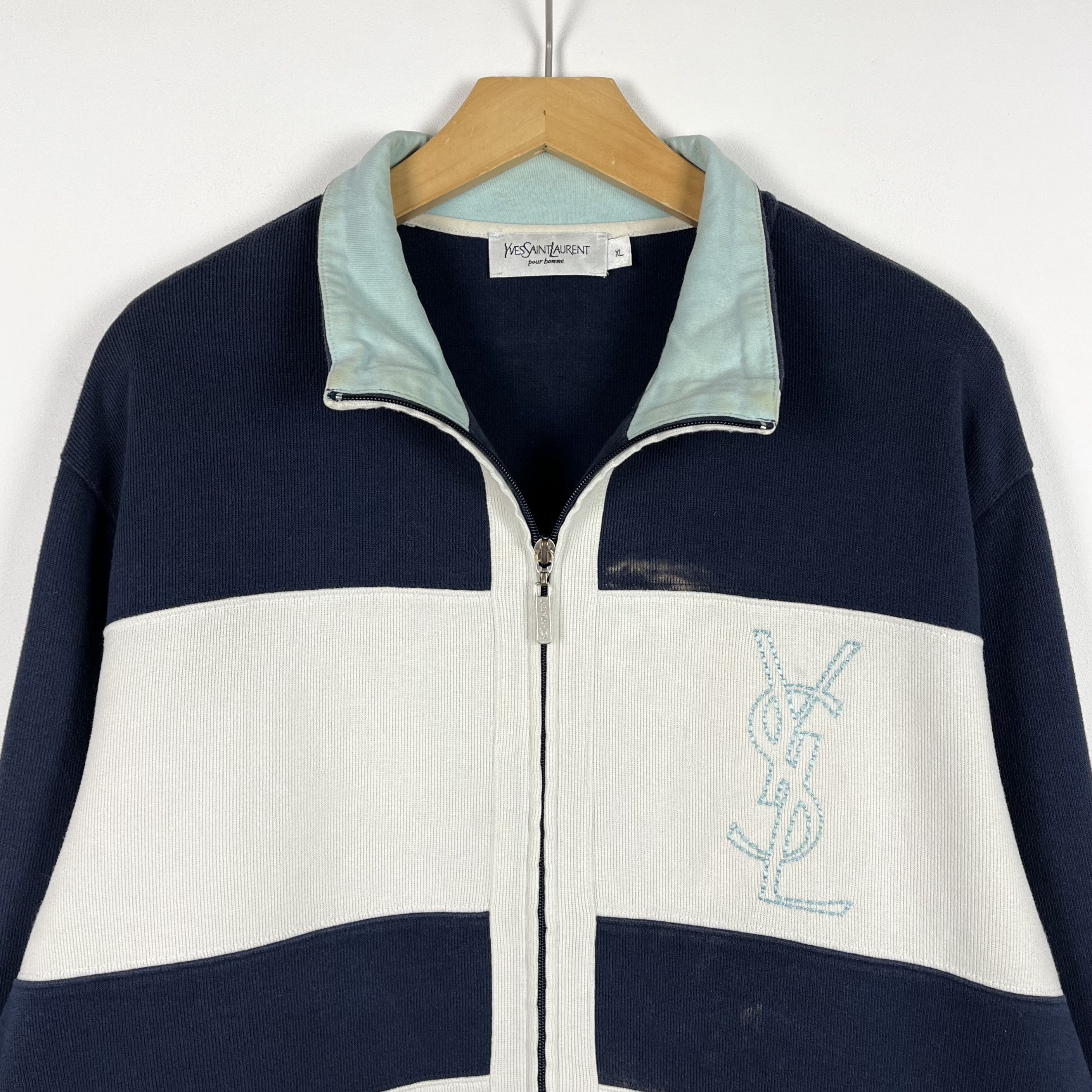 Yves Saint Laurent Vintage Yves Saint Laurent YSL Big Logo Zip Sweatshirt 90’s Size US XL / EU 56 / 4 - 6 Thumbnail