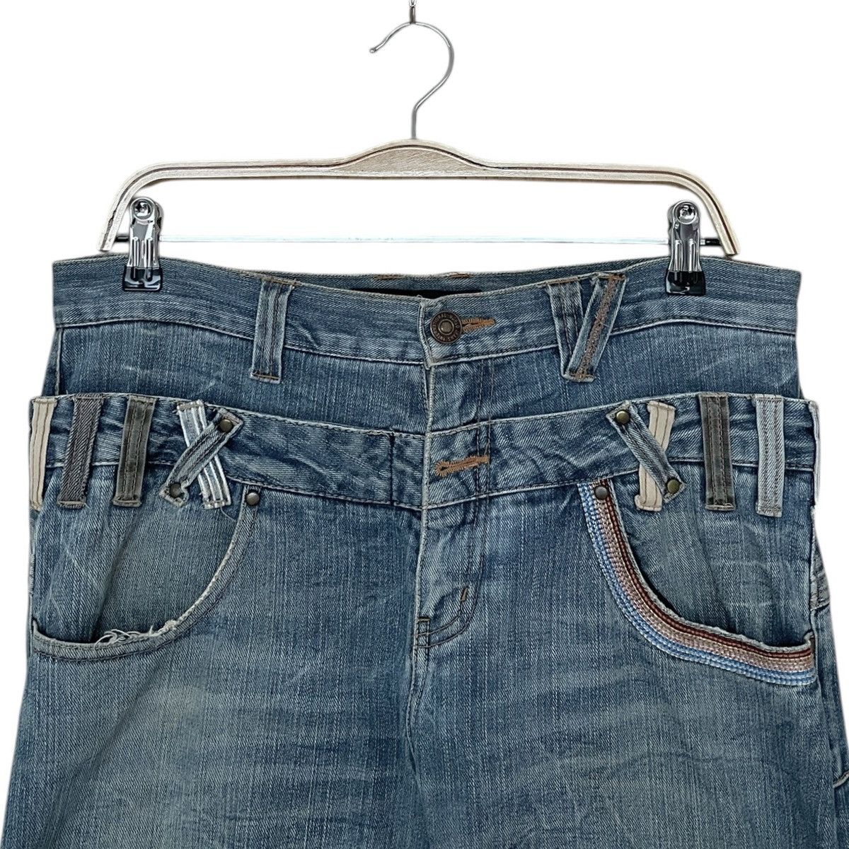 Japanese Brand Vintage Brand Dominate Handcraft Double Waist Jeans 2000s Size US 35 - 4 Thumbnail