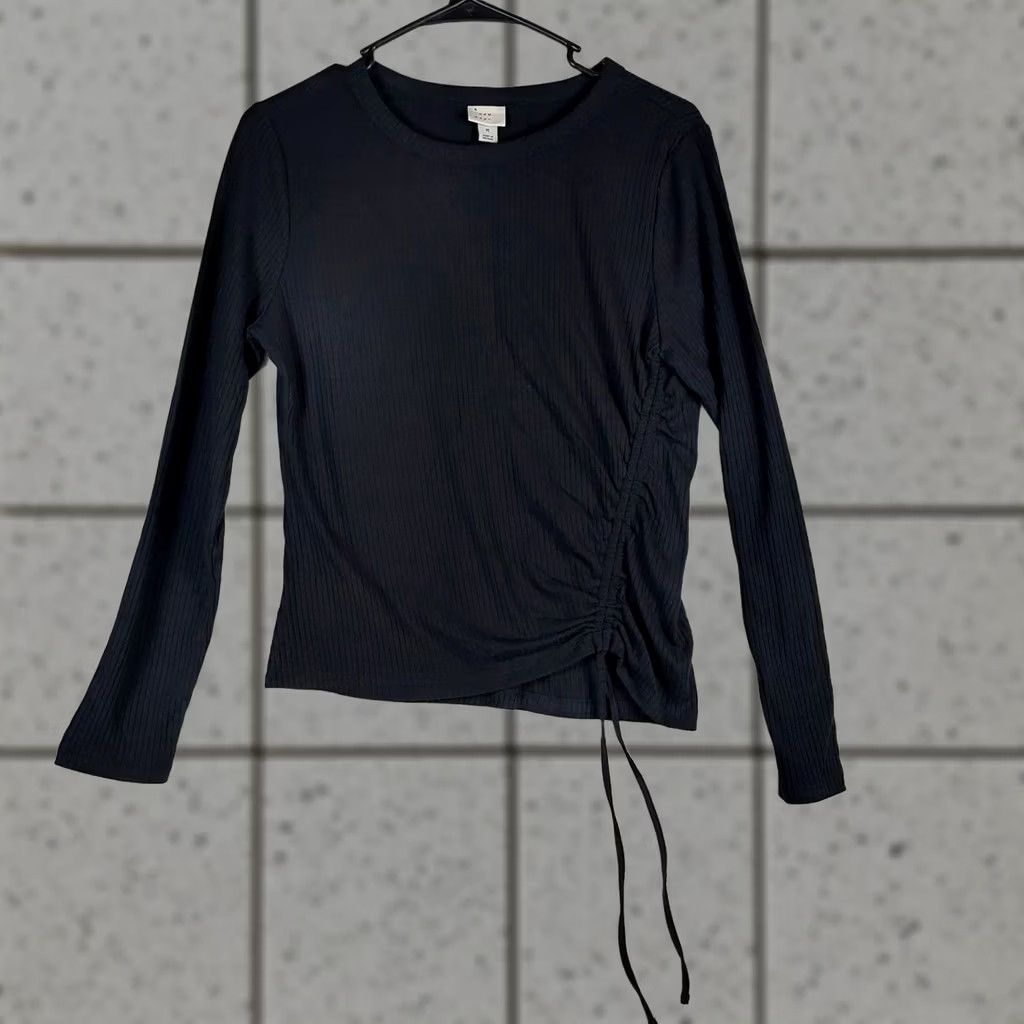 Vintage A New Day Shirt Womens Medium Black Long Sleeve Cropped Blouse M Size M / US 6-8 / IT 42-44 - 1 Thumbnail