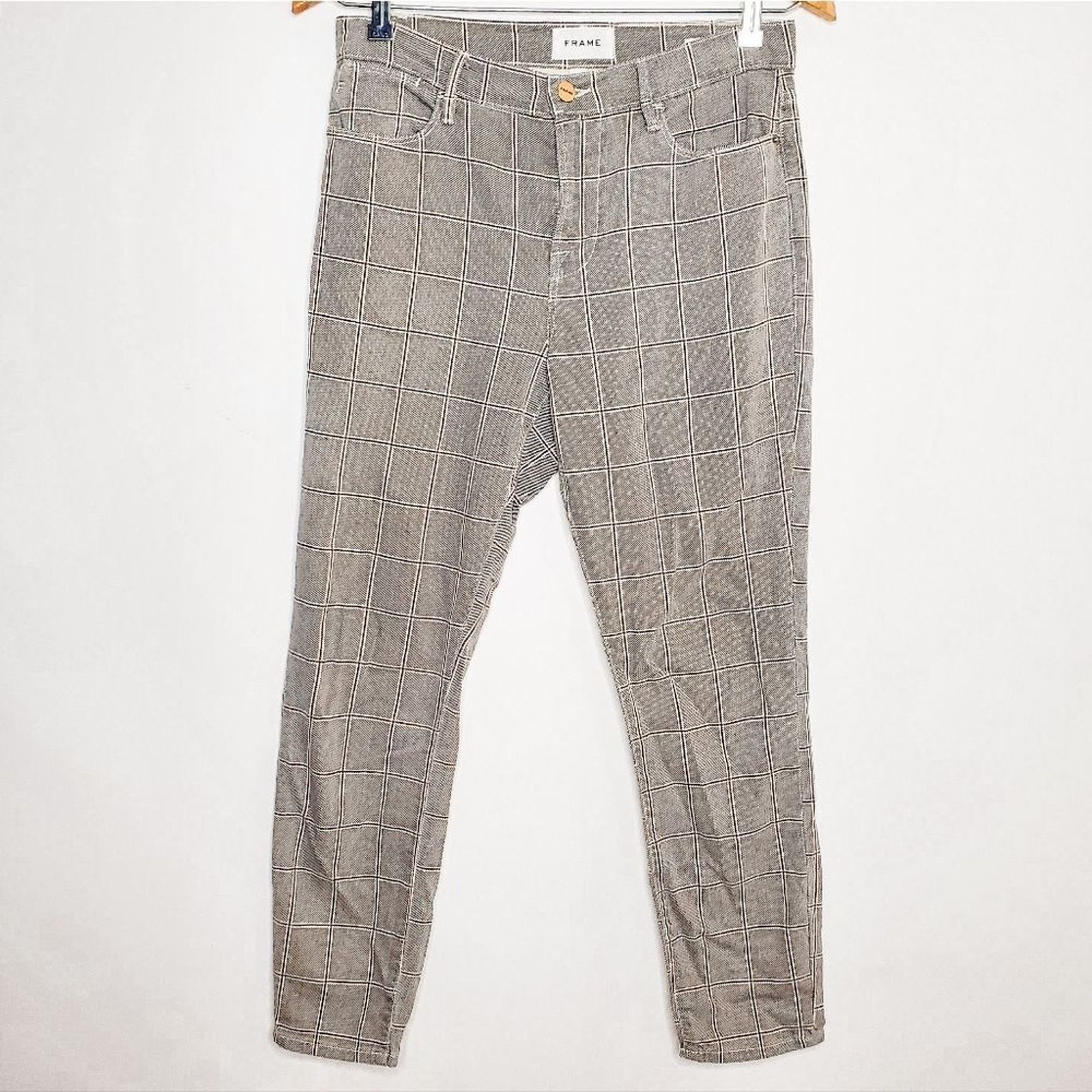 Frame Frame Gray Le High Skinny Crop Window Pane Plaid Skinny Pant Size 28" / US 6 / IT 42 - 2 Thumbnail