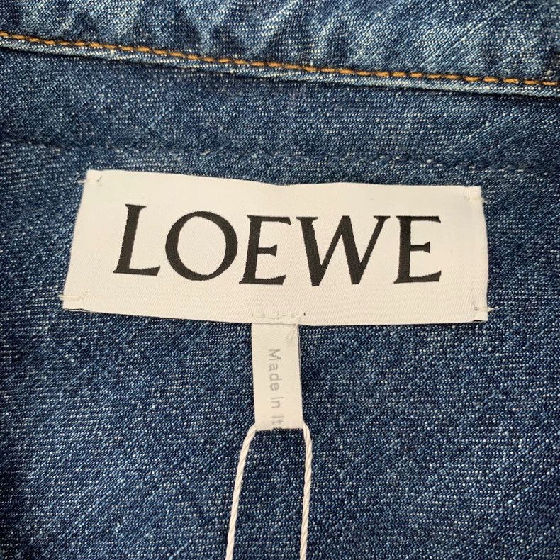 Loewe Loewe Dark blue cotton collar single row unisex denim coat Size XS / US 0-2 / IT 36-38 - 6 Thumbnail