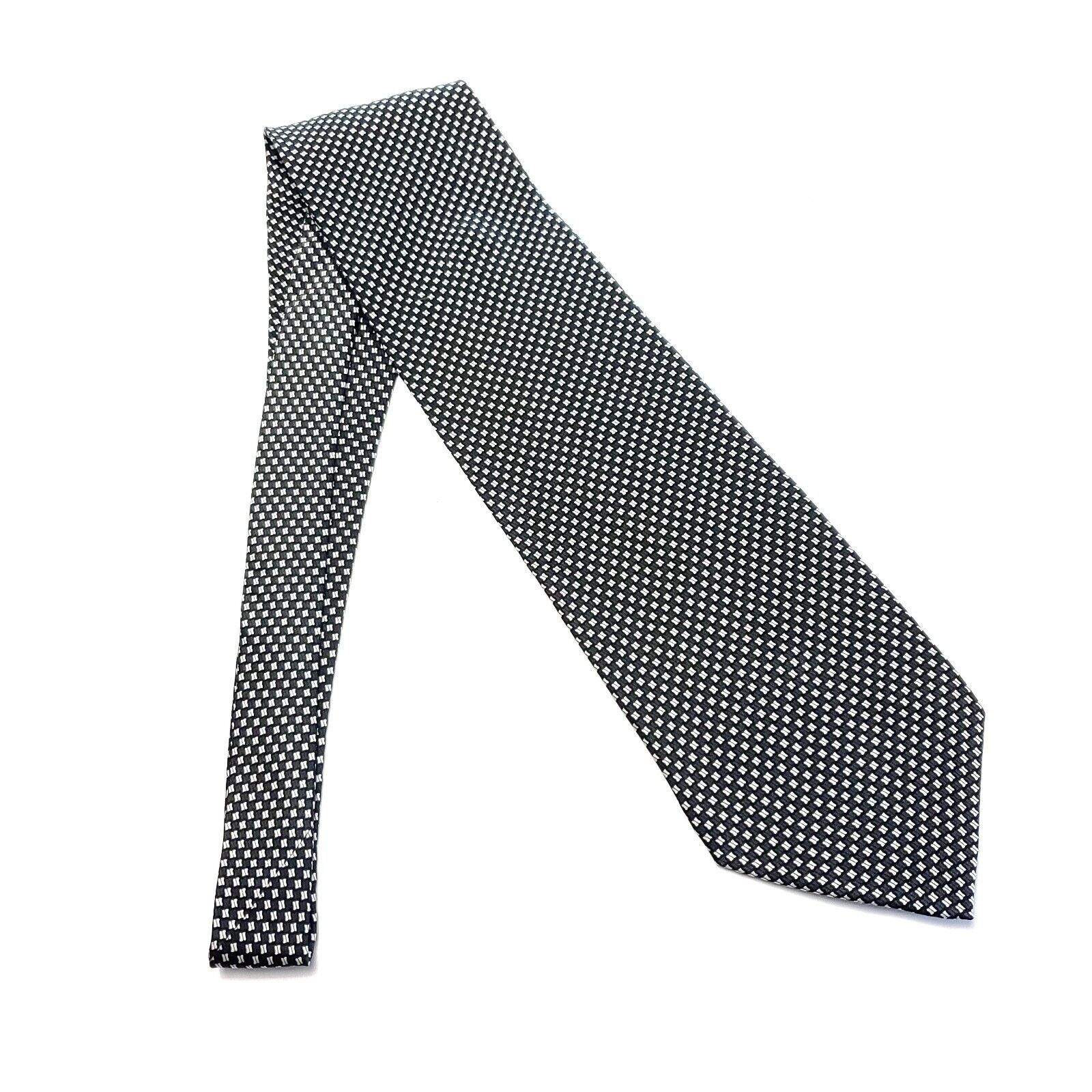 Designer Valerio Garati Green White Print Geometric Wide Silk Tie Size ONE SIZE - 6 Thumbnail