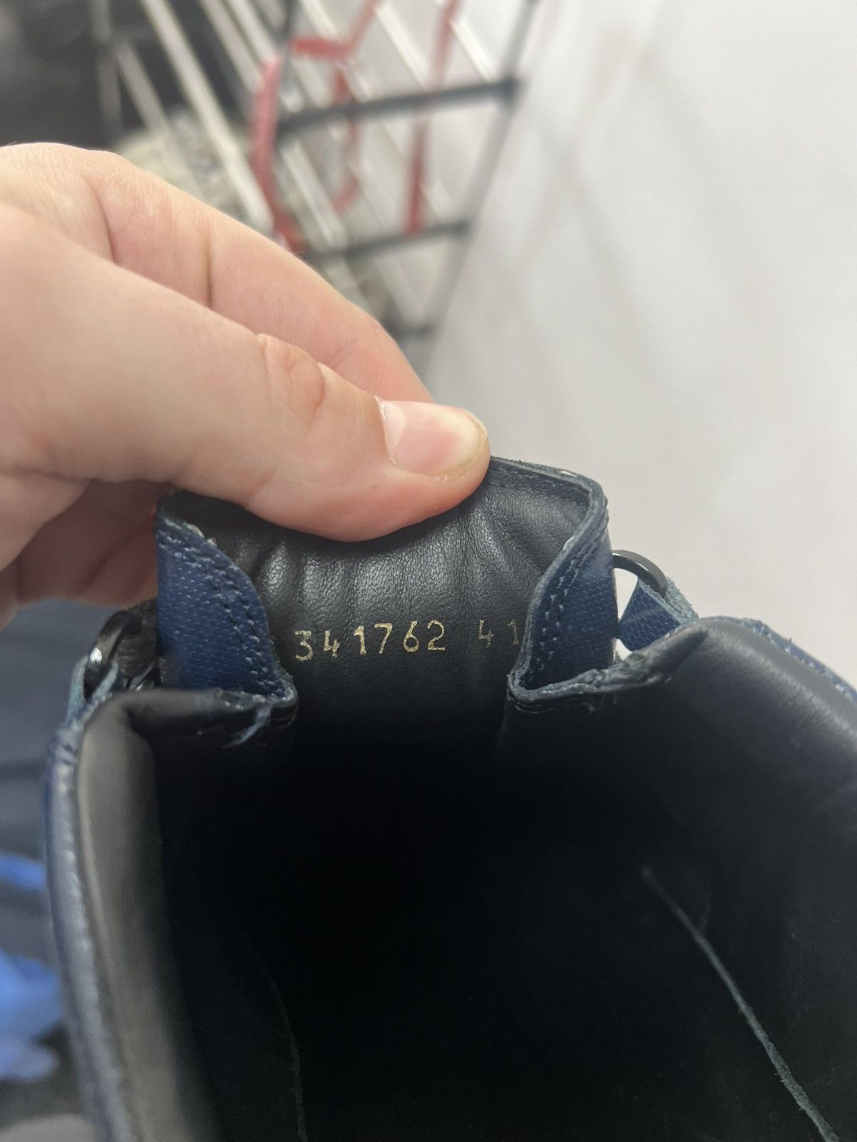 Balenciaga Balenciaga Arena Low Navy Blue Cracked Leather Sneakers Size US 8 / EU 41 - 2 Thumbnail
