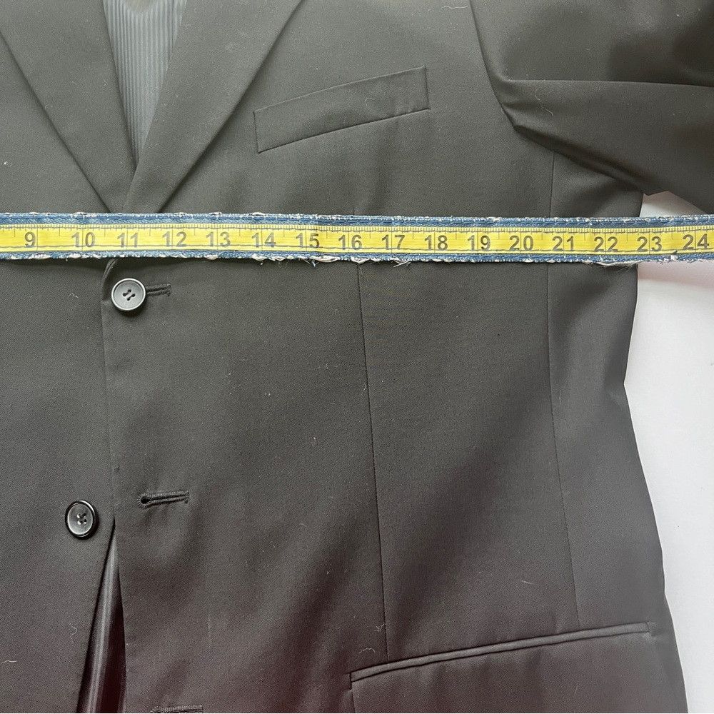 Designer Martino Mens Slim Fit Solid Black 3 Button Wool Suit 42R Size US S / EU 44-46 / 1 - 8 Thumbnail