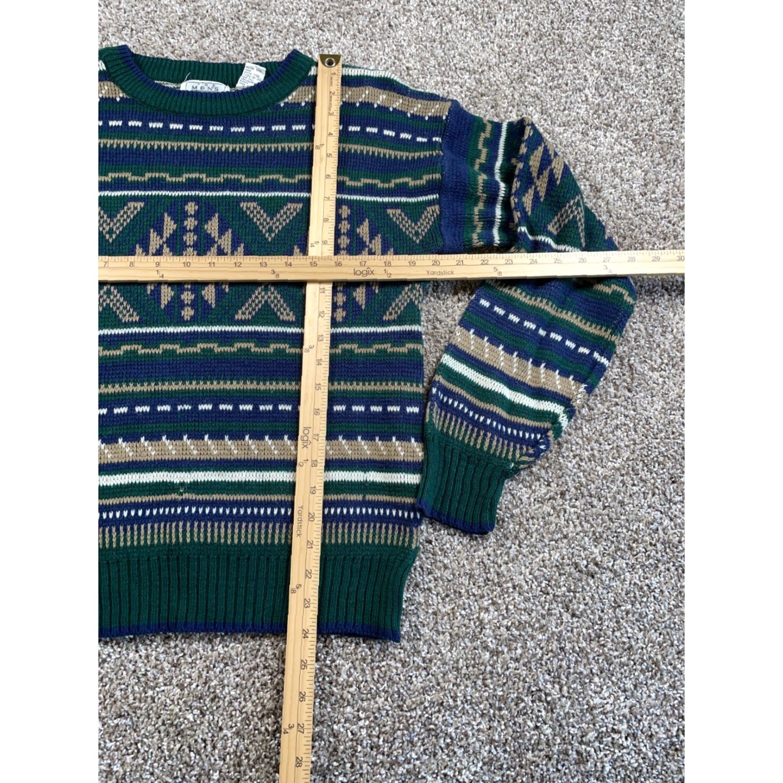 Sears VTG Sears Geometric Pattern Sweater Adult Medium Green Aztec Tribal 80s Pullover Knit Mens Size US M / EU 48-50 / 2 - 5 Thumbnail