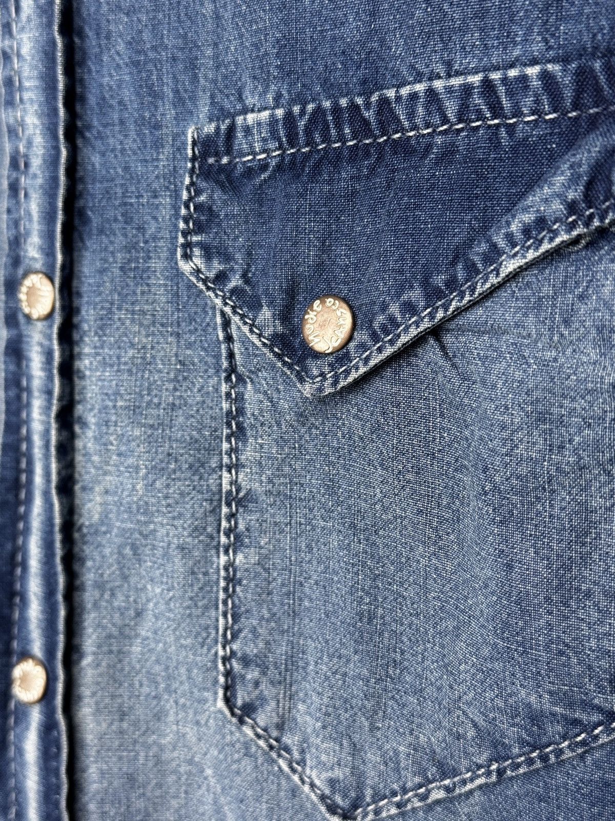 Nudie Jeans NUDIE Shirt Men's Denim Chest Pockets Faded Snap Button Sz S Size US S / EU 44-46 / 1 - 6 Thumbnail