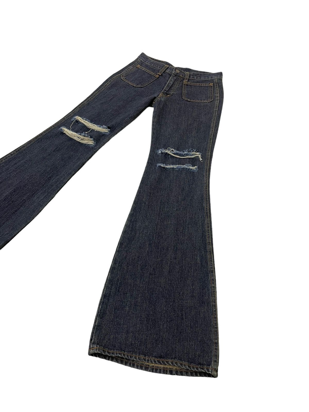 Japanese Brand Flare Jeans Blue Way Japan Distress Bell Bottom 7🟦5 Size US 28 / EU 44 - 3 Thumbnail
