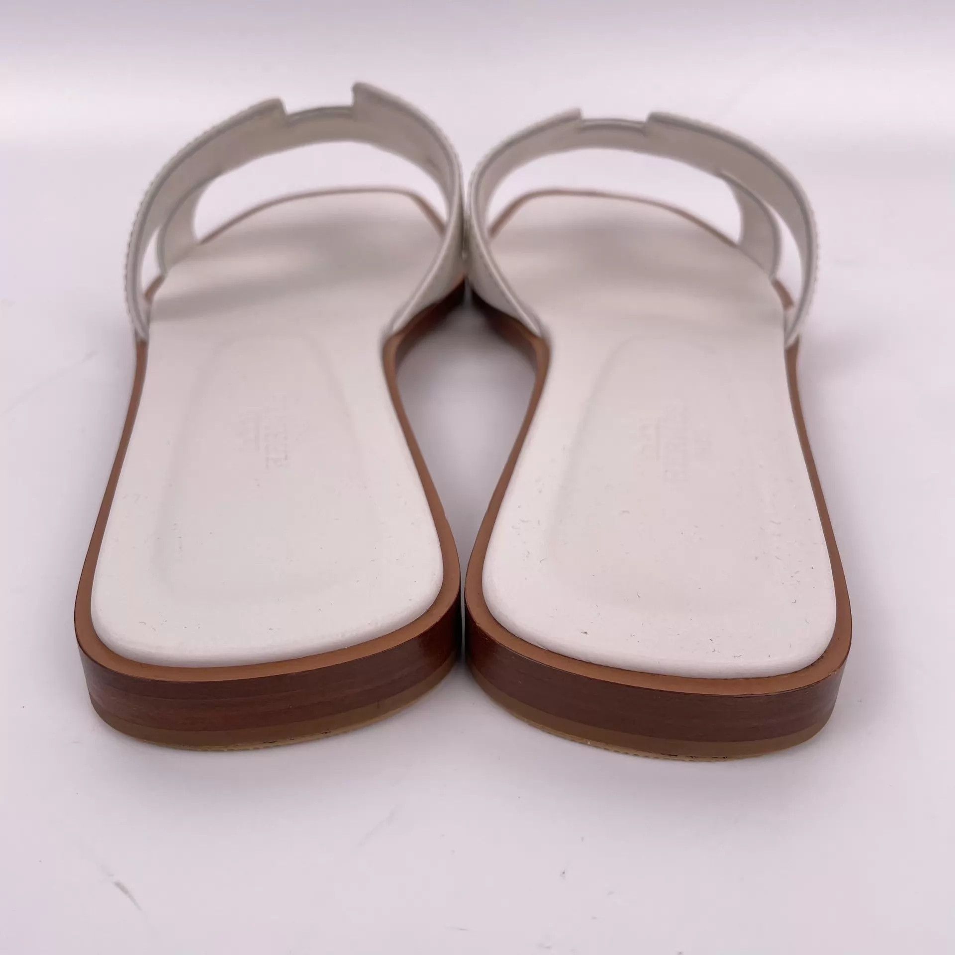 Hermes Hermès H White Leather Slipper Size 38 Size US 7.5 / IT 37.5 - 3 Thumbnail