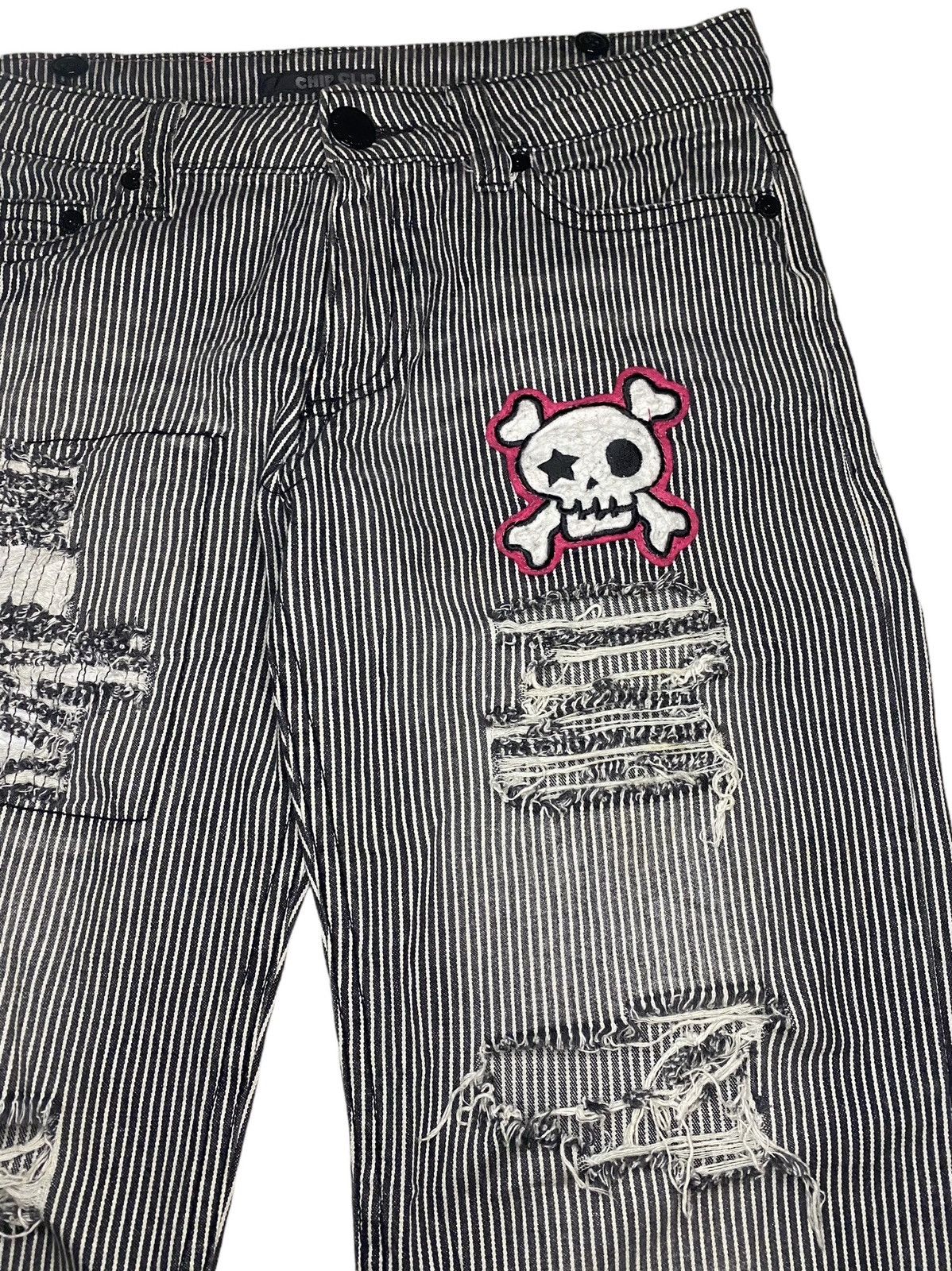 14th Addiction Japanese Brand Chip Clip Distressed Hickory Stripe Pant Size US 33 - 3 Thumbnail