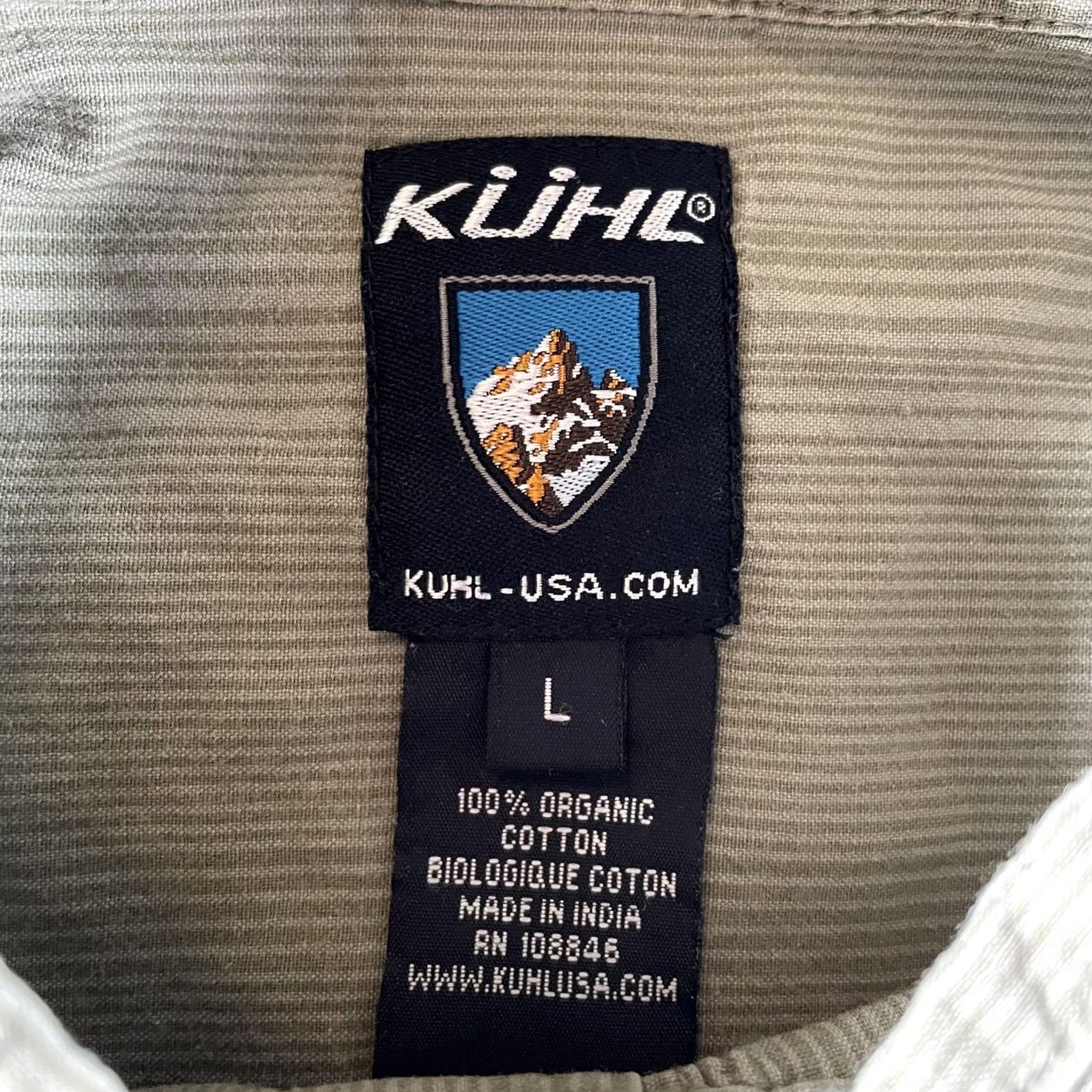 Vintage KÜHL Shirt Mens Large Short Sleeve Embroidered Button-Up Hiking Organic Cotton Green Flagship Classic Outdoor Shirt Size US L / EU 52-54 / 3 - 2 Thumbnail