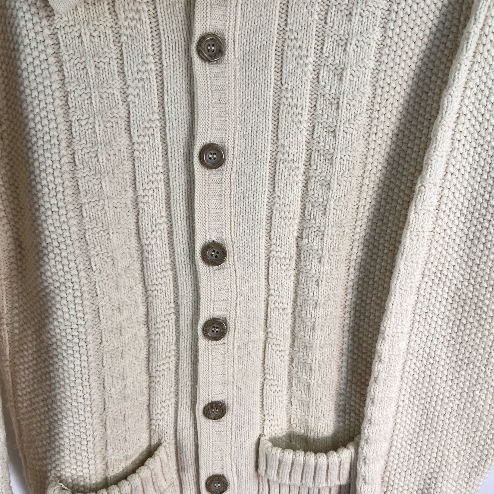 Vintage VINTAGE Five Seasons Cardigan Mens XL Ivory Cable Knit Sweater Size US XL / EU 56 / 4 - 3 Thumbnail