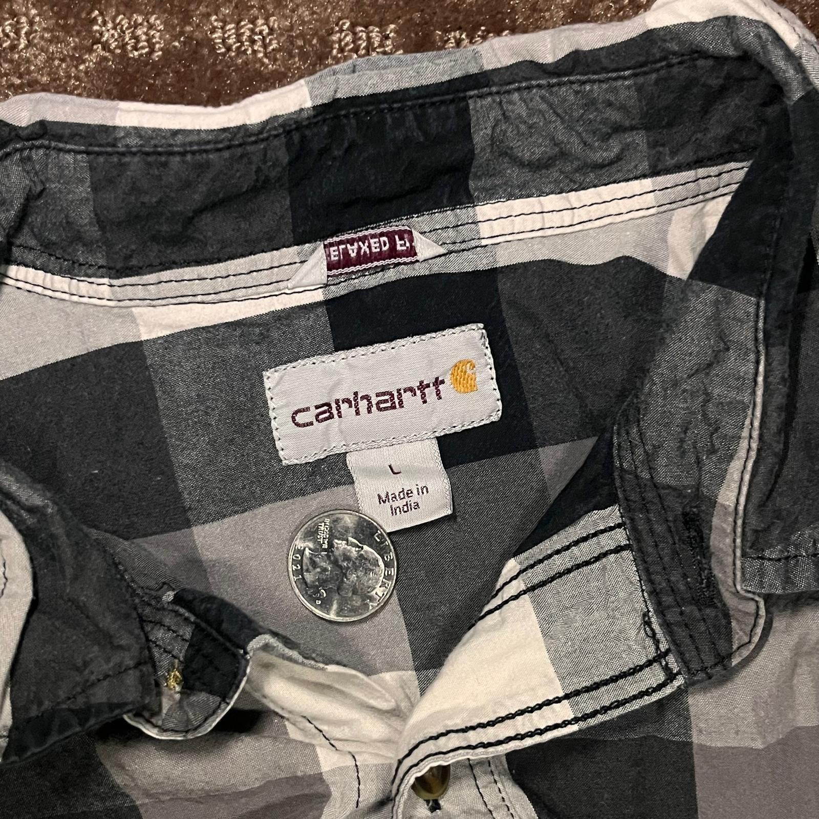 Carhartt ⚫ Carhartt 🪵 Buffalo Plaid Short-Sleeve Button-Up – L Size US L / EU 52-54 / 3 - 3 Thumbnail