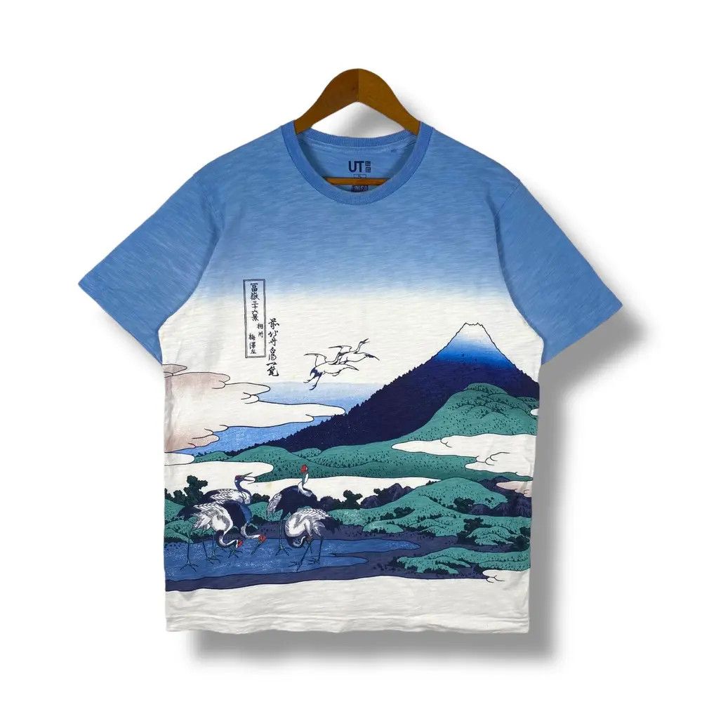 Japanese Brand HOKUSAI BLUE Mount Fuji View Japanese Artist Graphic Tee Size US XL / EU 56 / 4 - 1 Thumbnail